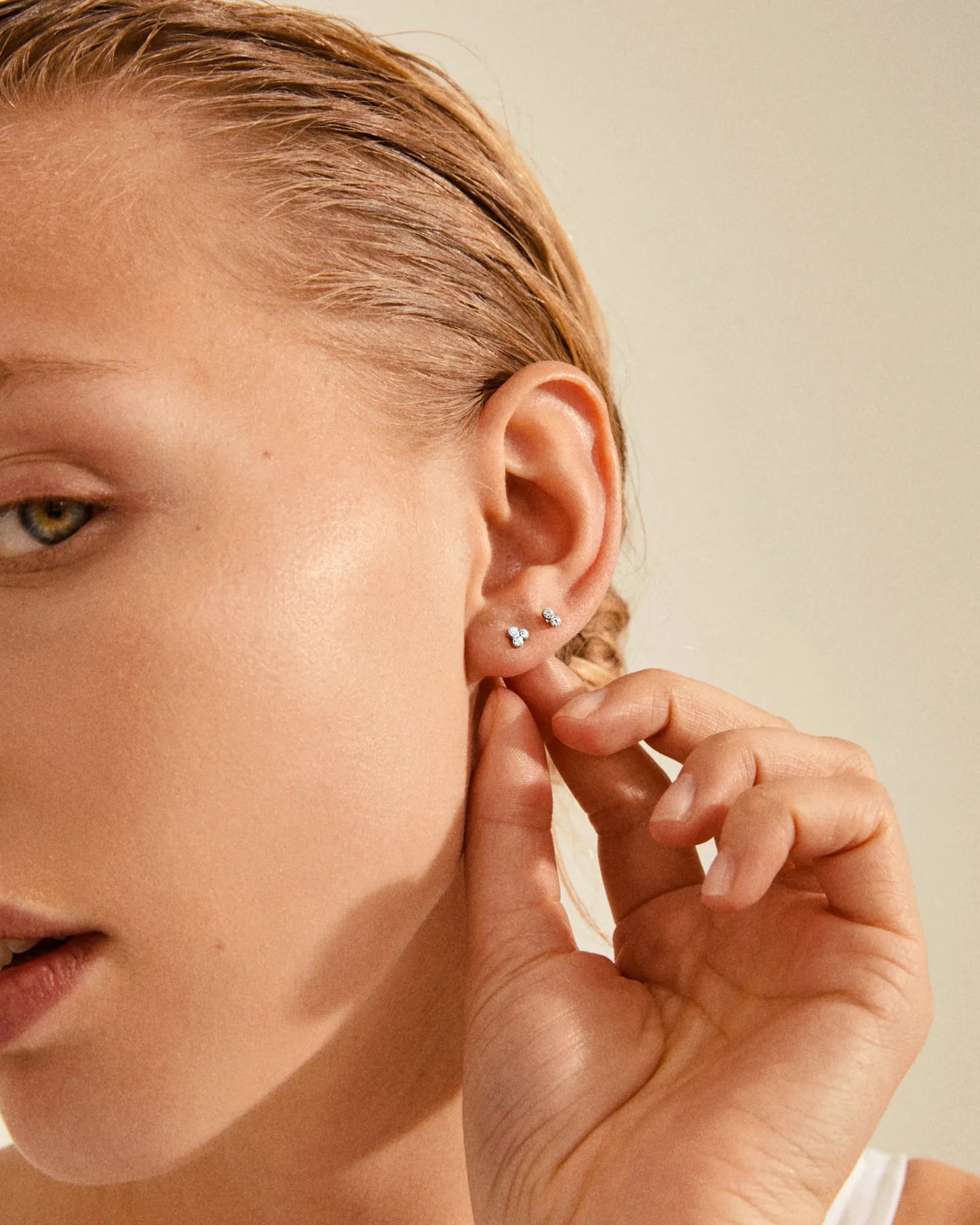 Kamari Crystal Stud Earrings Set - Silver Plated