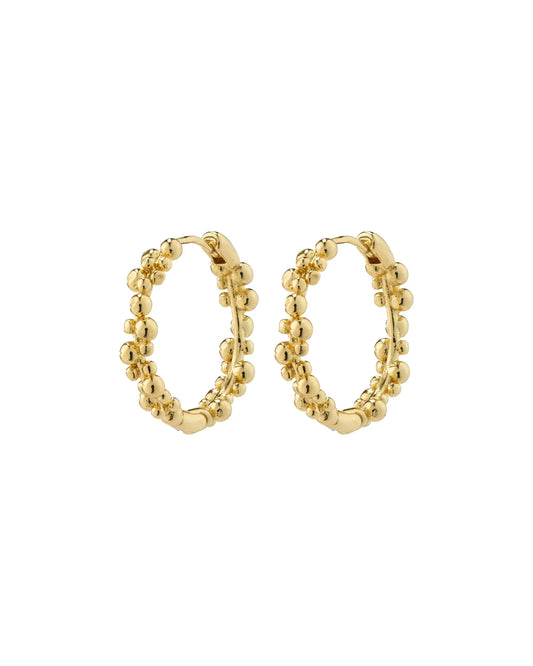 Solidarity Recycled Medium Bubbles Hoop Earrings - Gold Plated