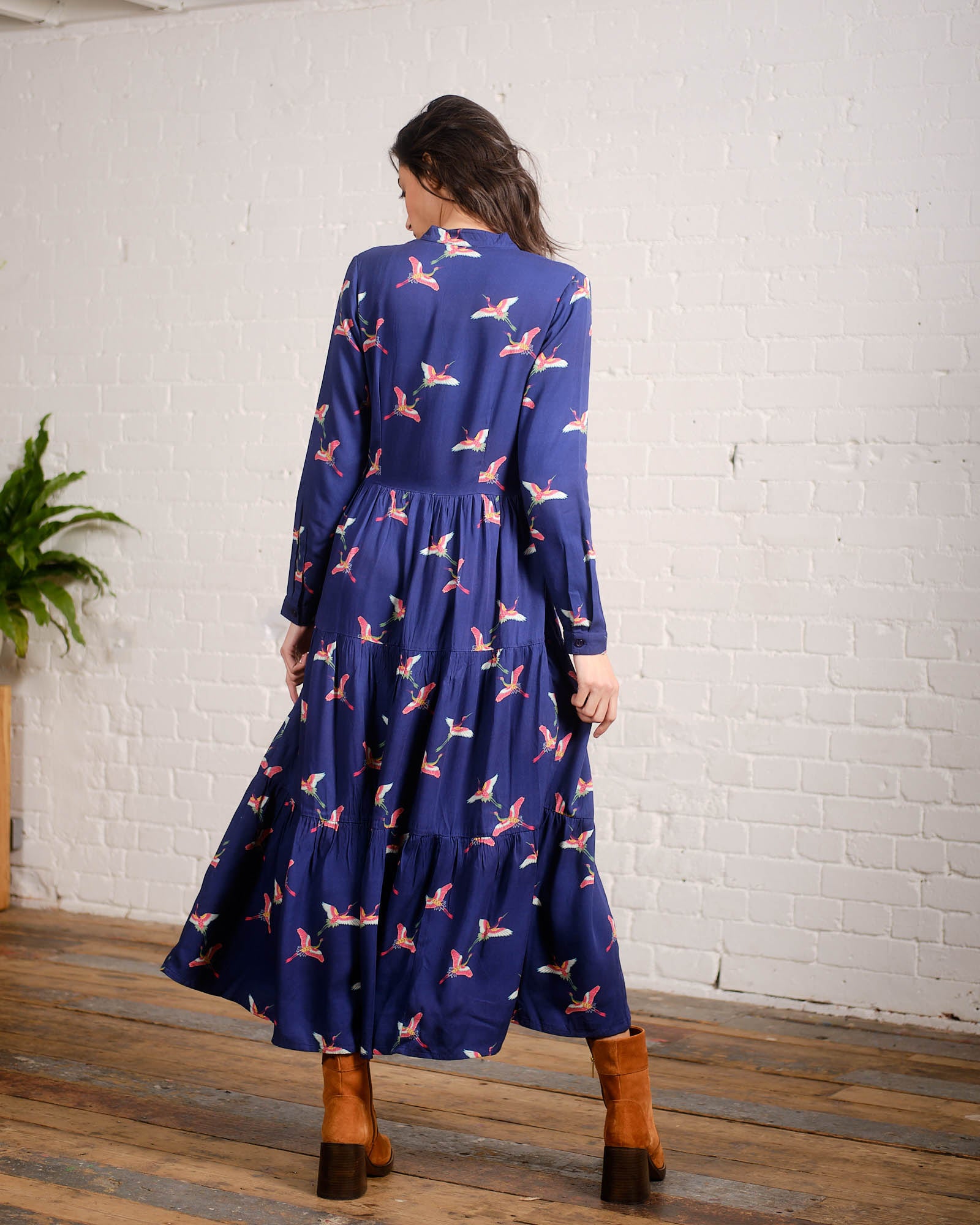 India Dress - Cranes