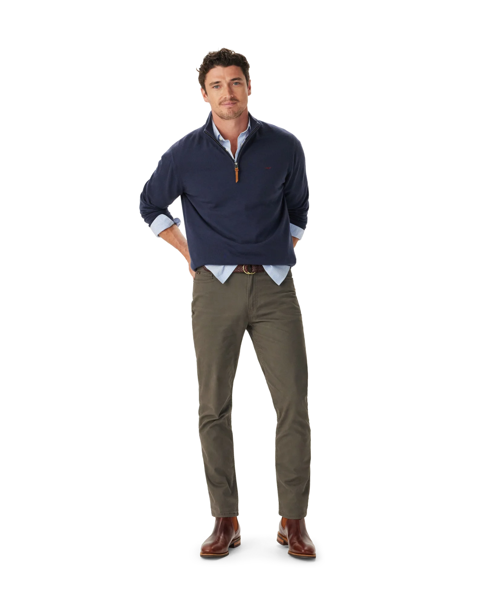 Ernest Quarter Zip Jumper - Navy