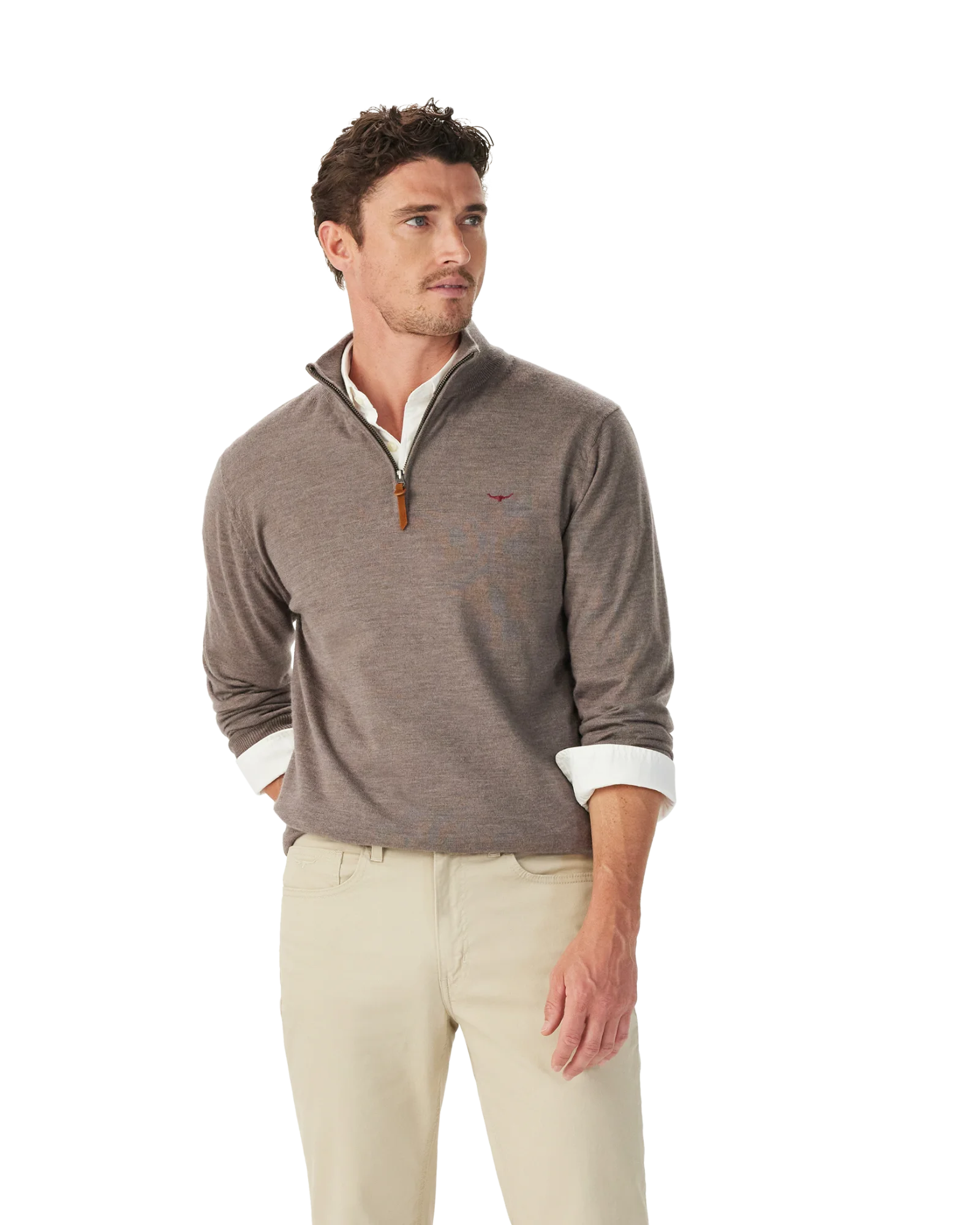 Ernest Quarter Zip Jumper - Nutmeg