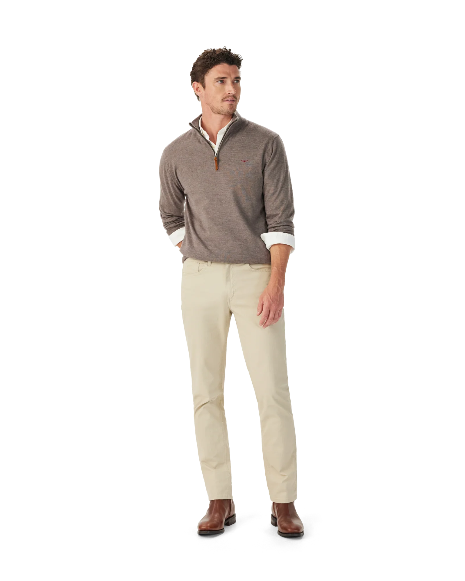 Ernest Quarter Zip Jumper - Nutmeg