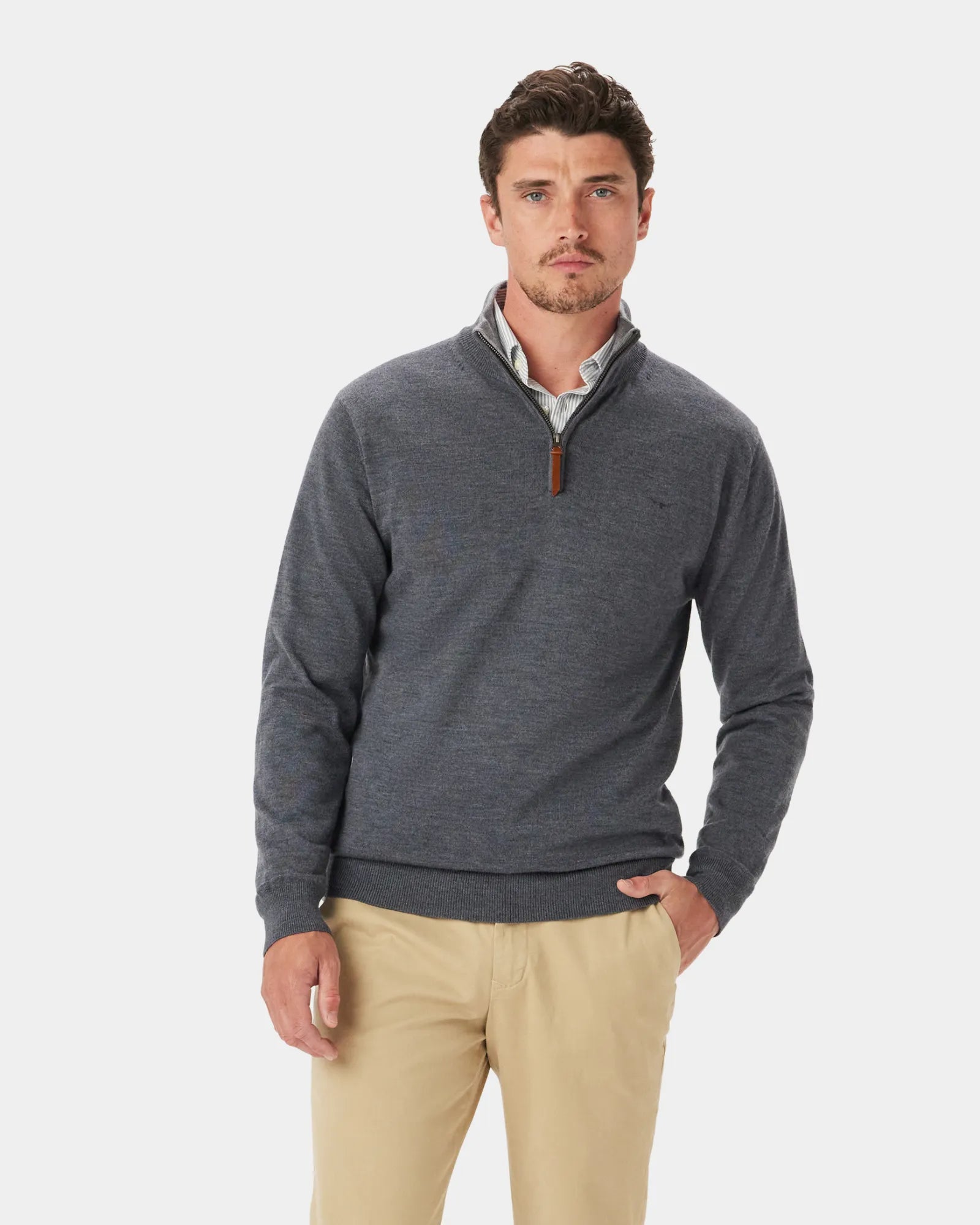 Ernest 1/4 Zip - Sea Mist