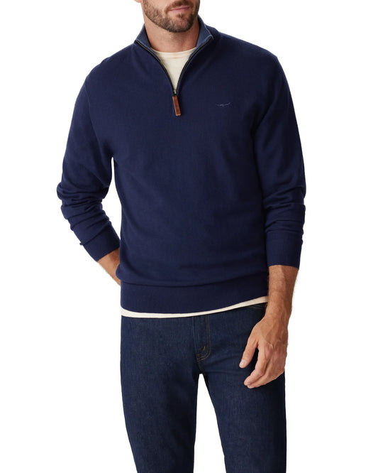 Ernest 1/4 Zip Knitted Sweater - Navy