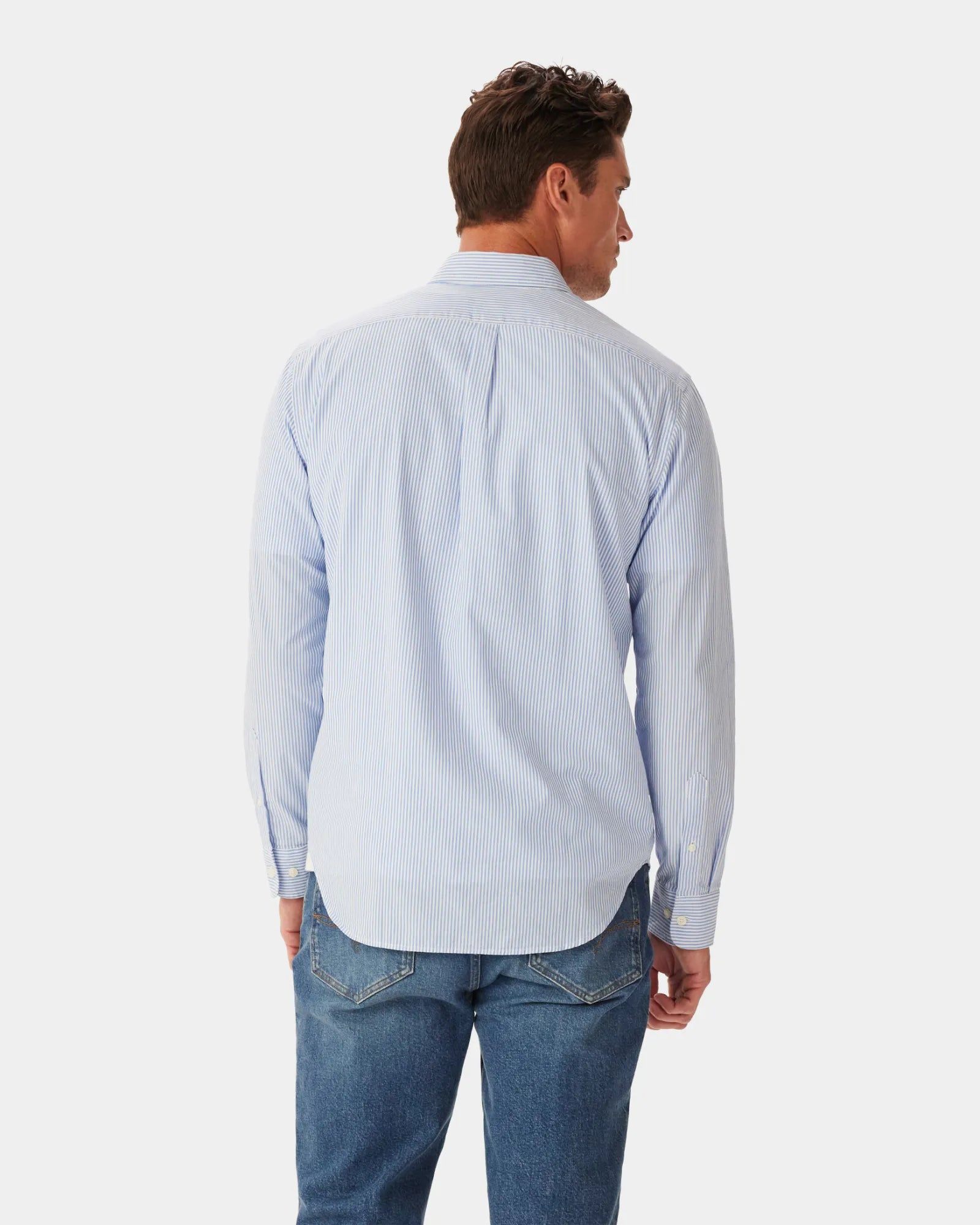 Regular Poplin Stripe Shirt - Blue/White