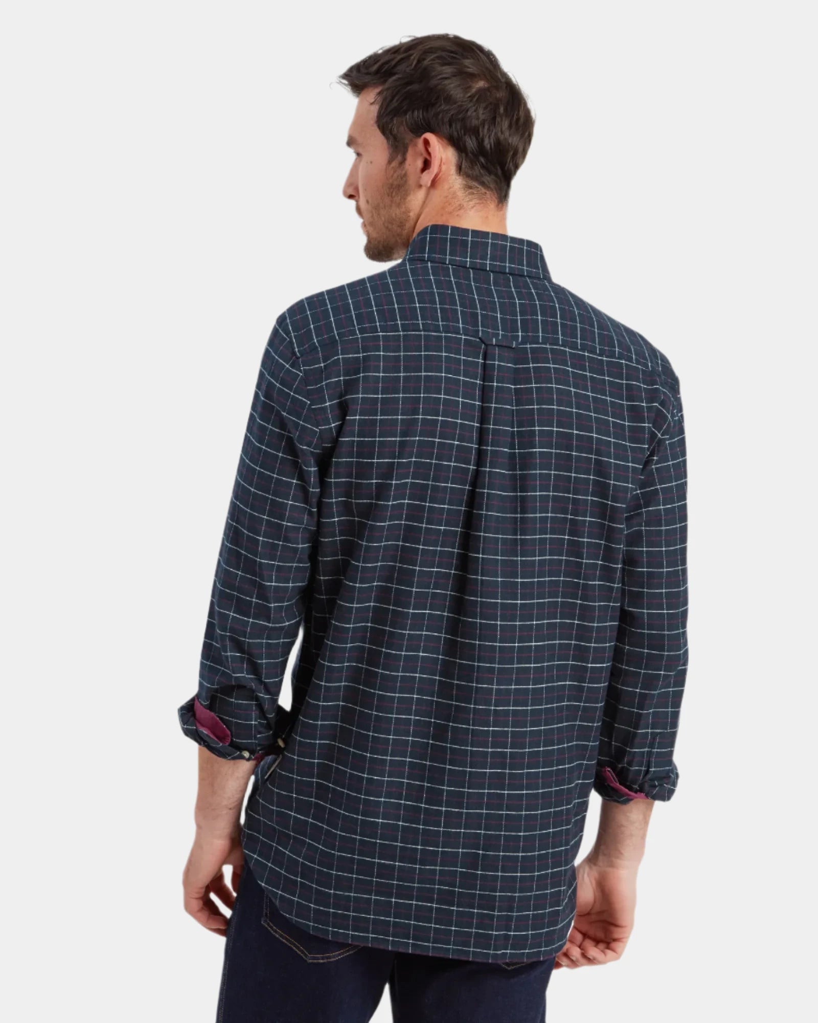 Aldeburgh Tailored Shirt - Navy/Red/Ecru Check