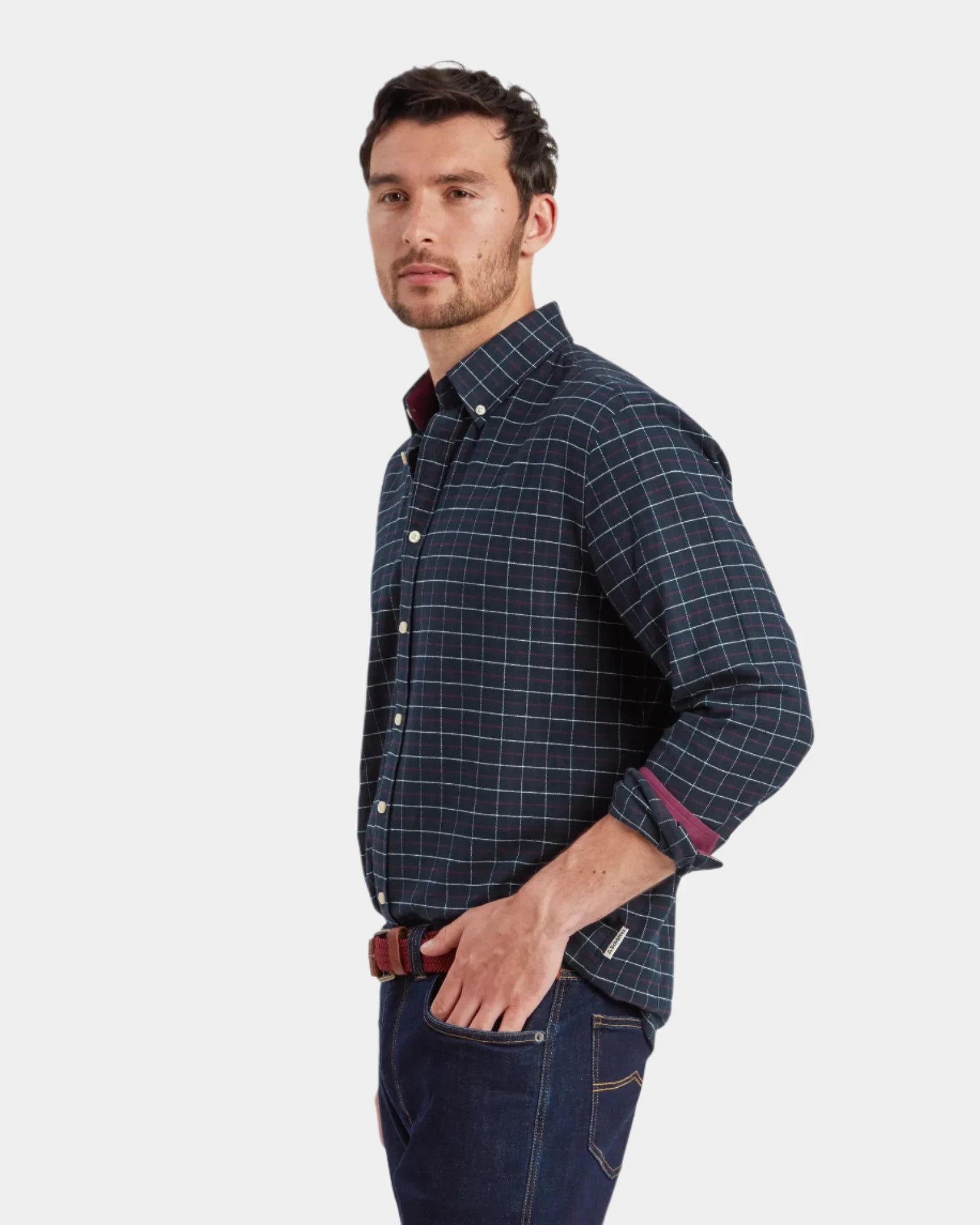 Aldeburgh Tailored Shirt - Navy/Red/Ecru Check