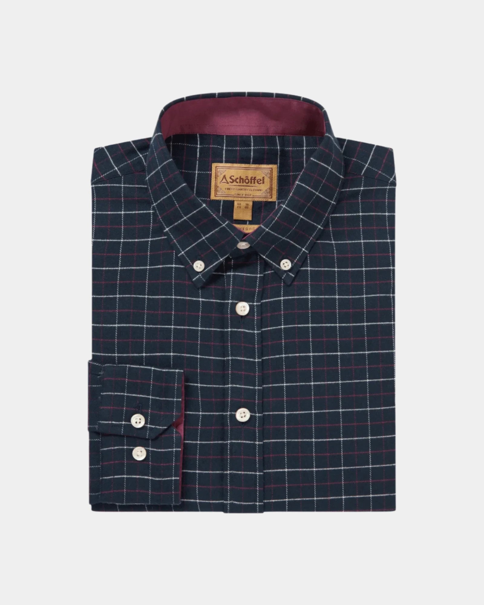 Aldeburgh Tailored Shirt - Navy/Red/Ecru Check