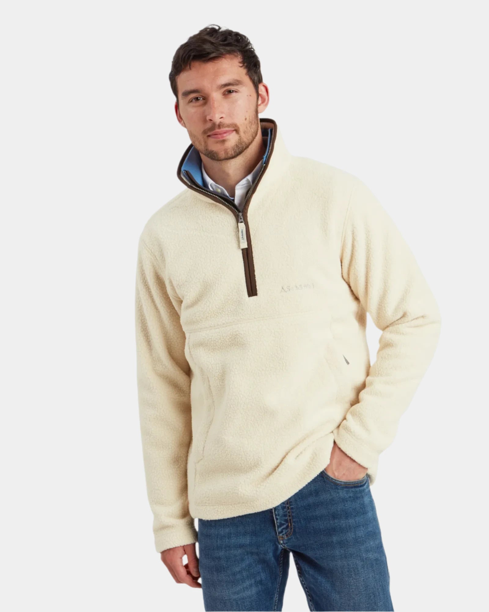 Schoffel Berkeley Ecru Unisex Retro Quarter Zip Fleece
