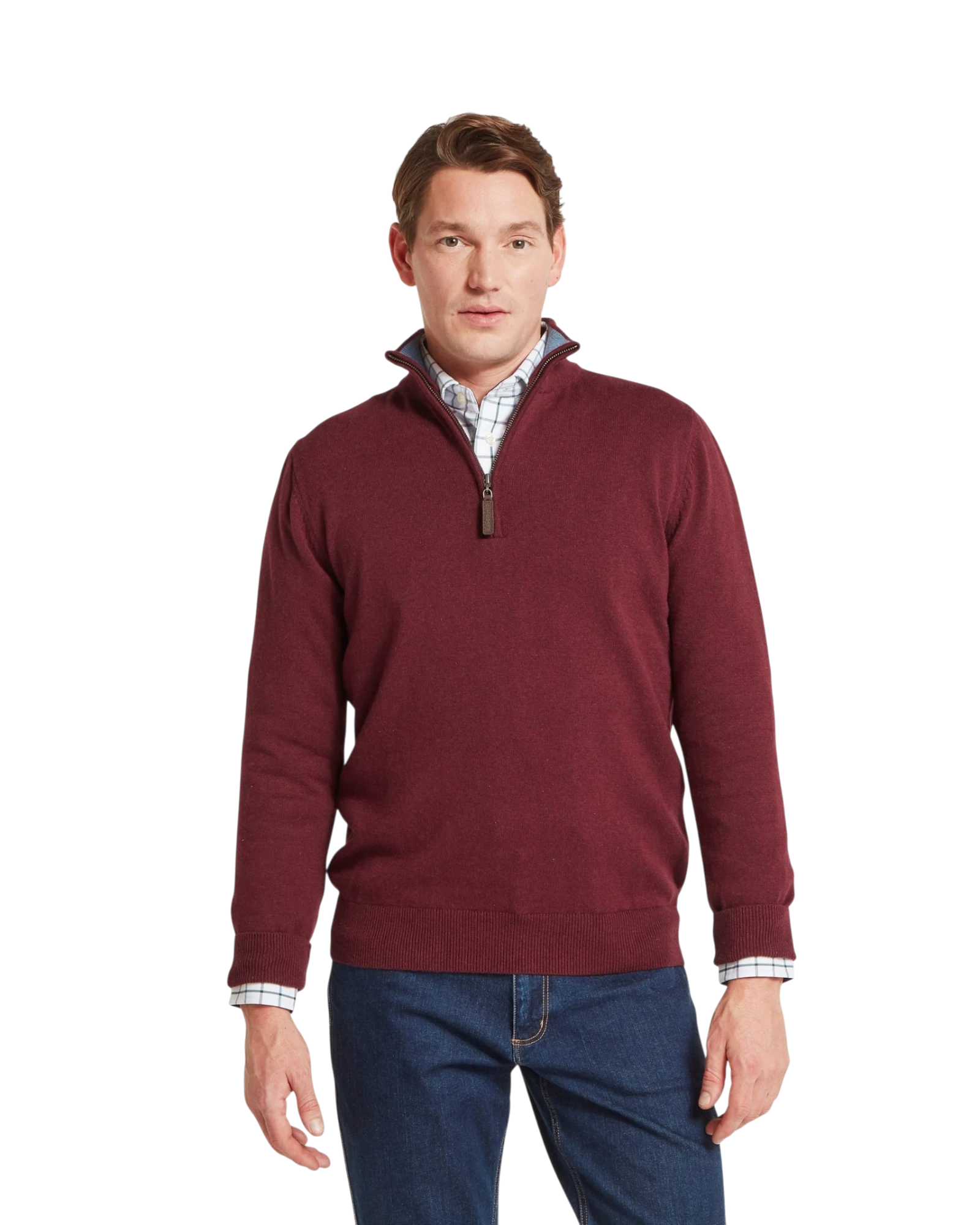 Calton Quarter Zip Jumper - Burgundy