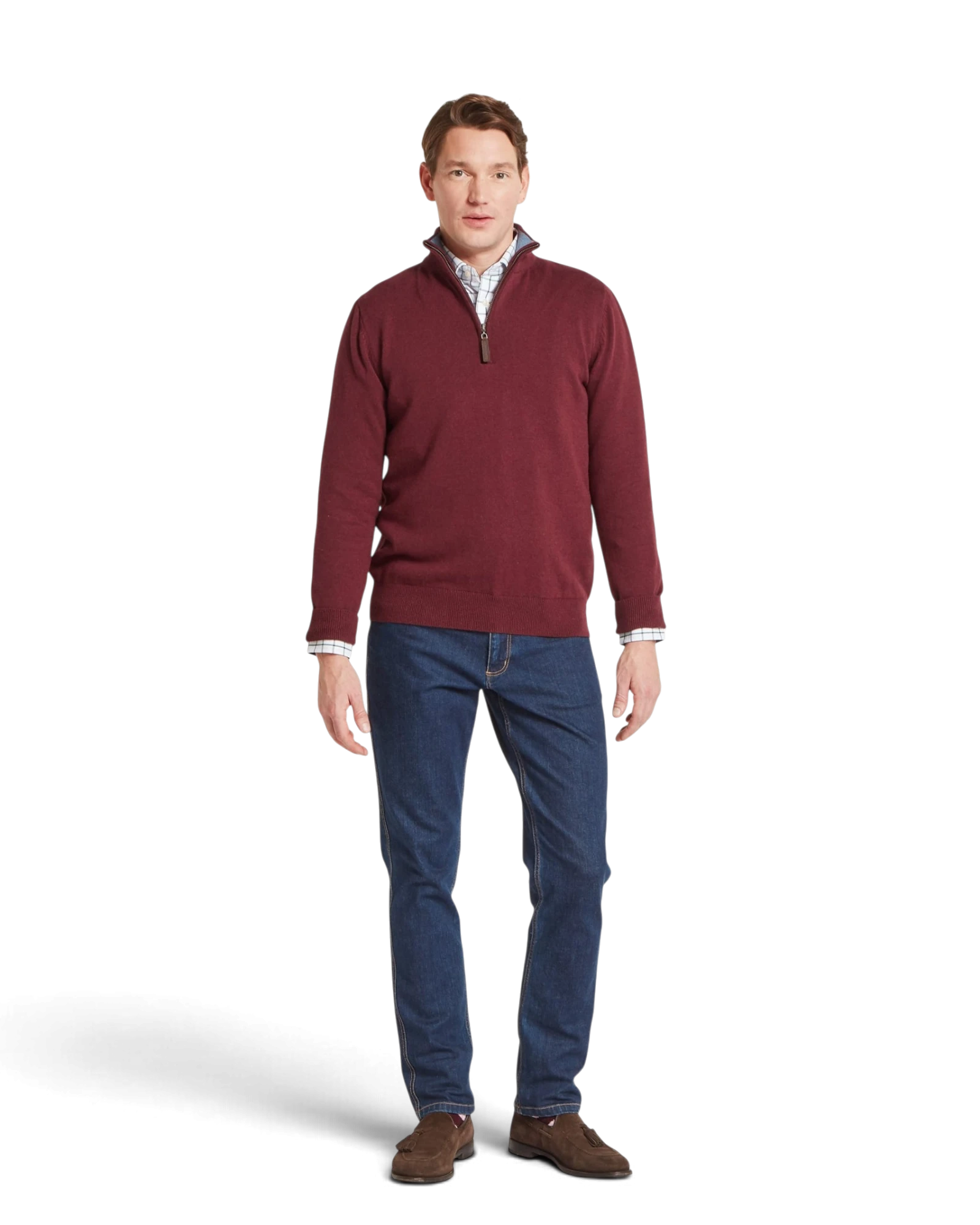 Calton Quarter Zip Jumper - Burgundy