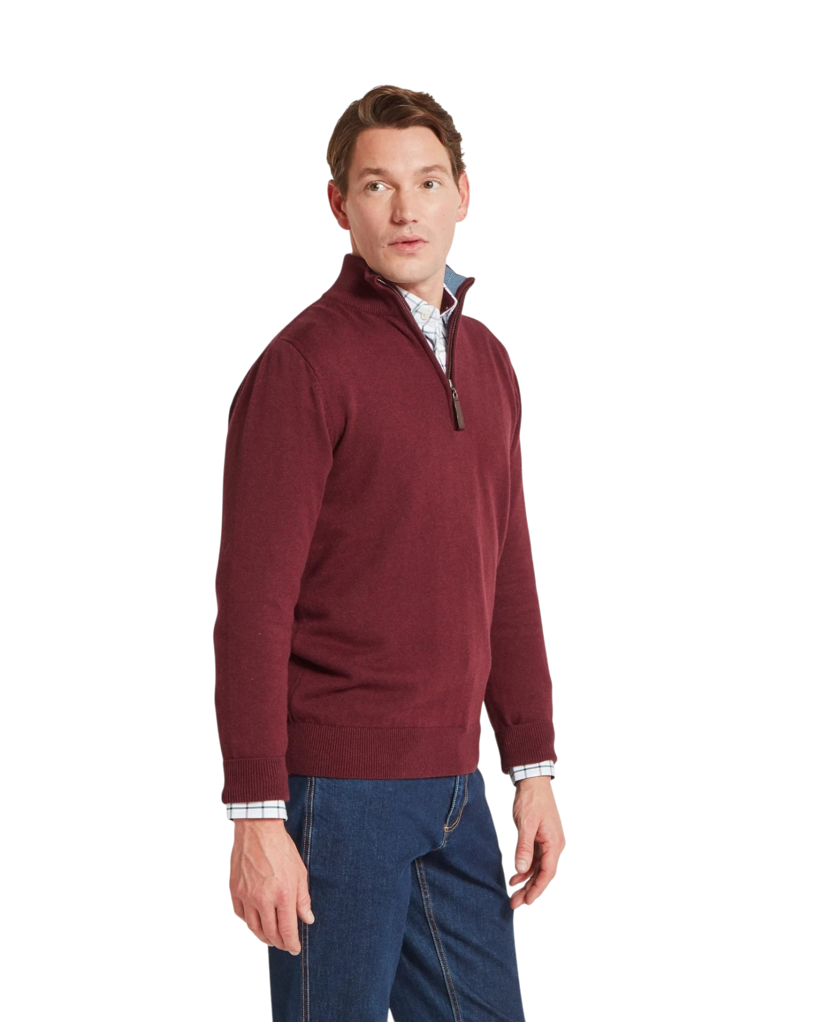 Calton Quarter Zip Jumper - Burgundy