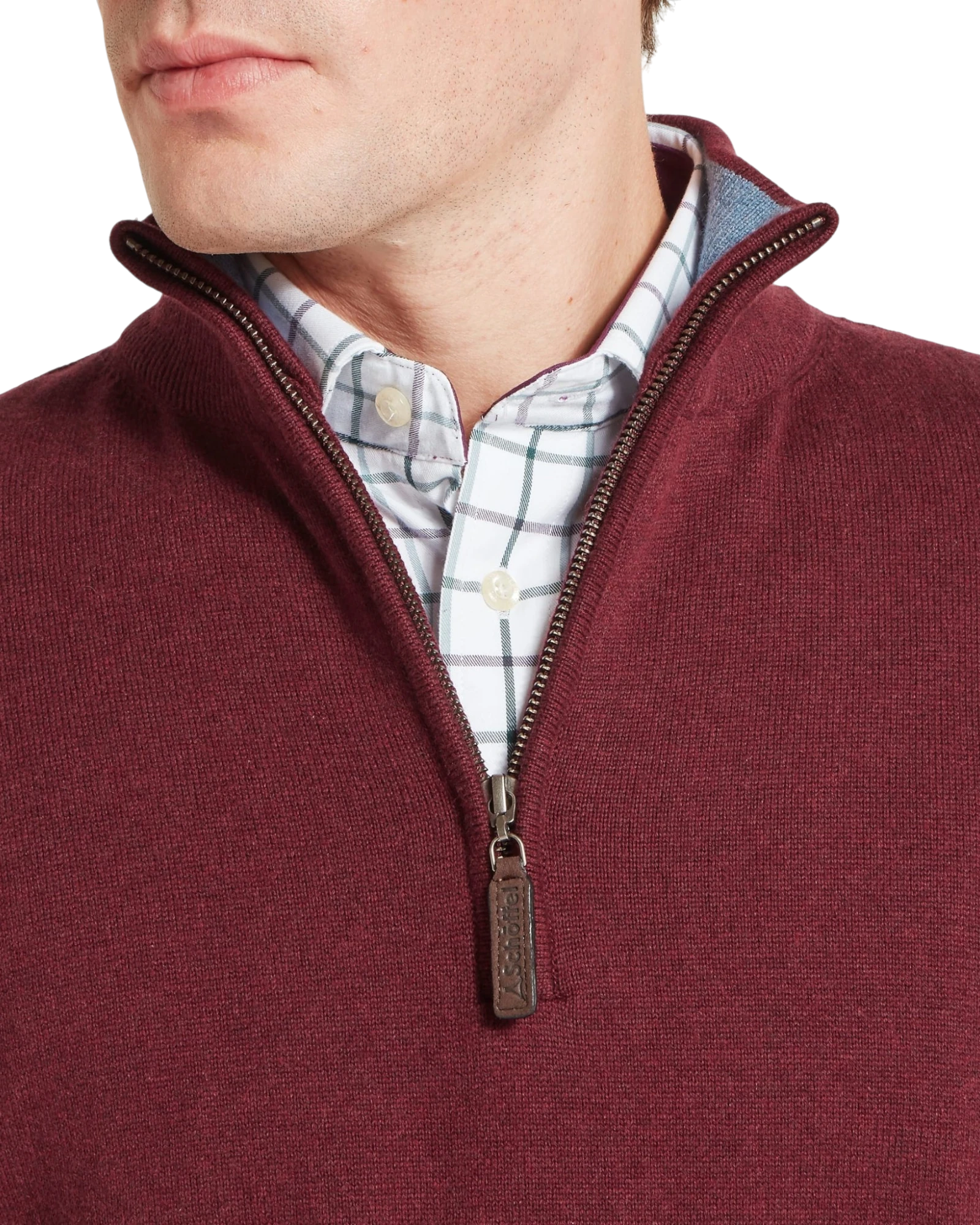 Calton Quarter Zip Jumper - Burgundy