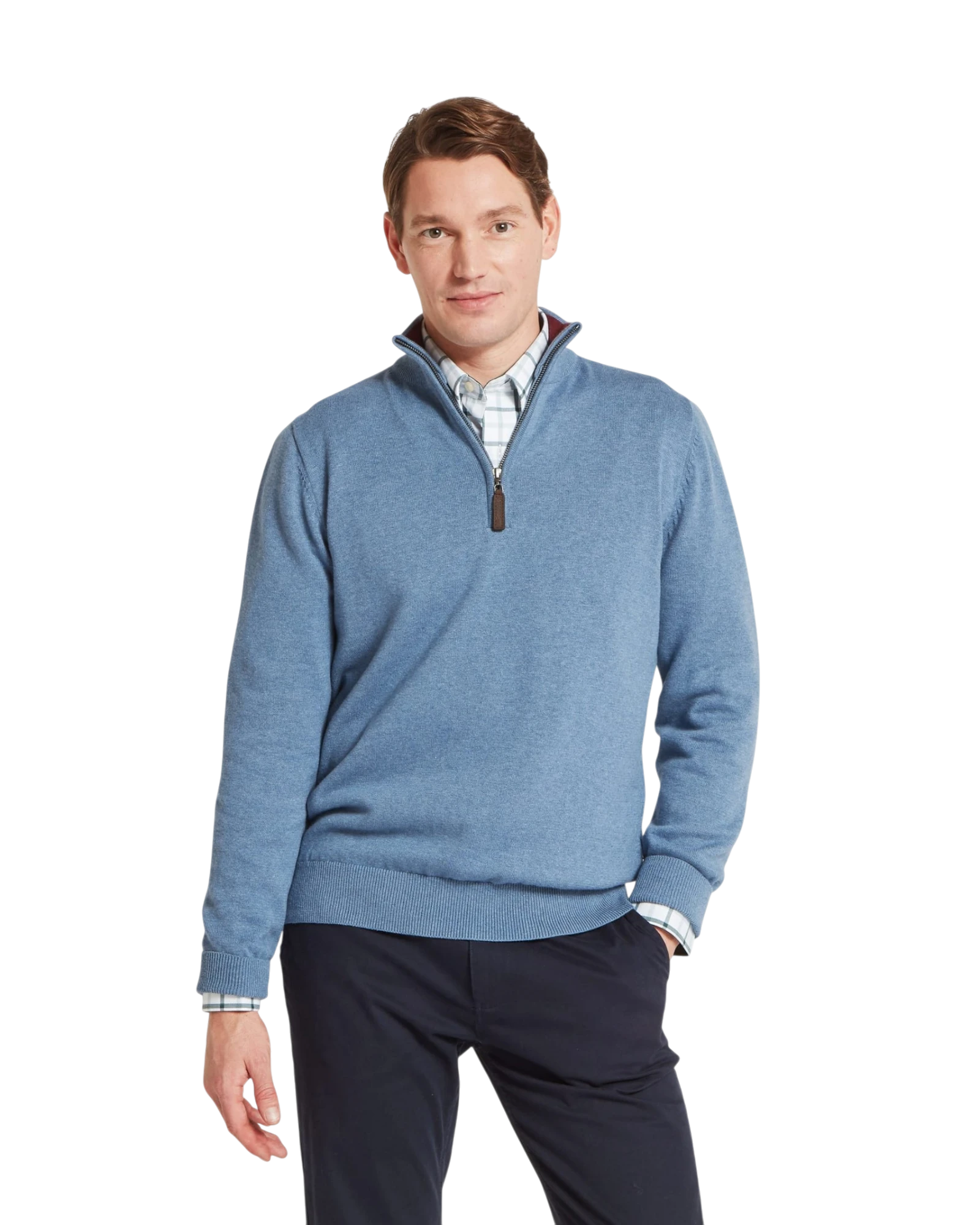 Calton Quarter Zip Jumper - Lake Blue