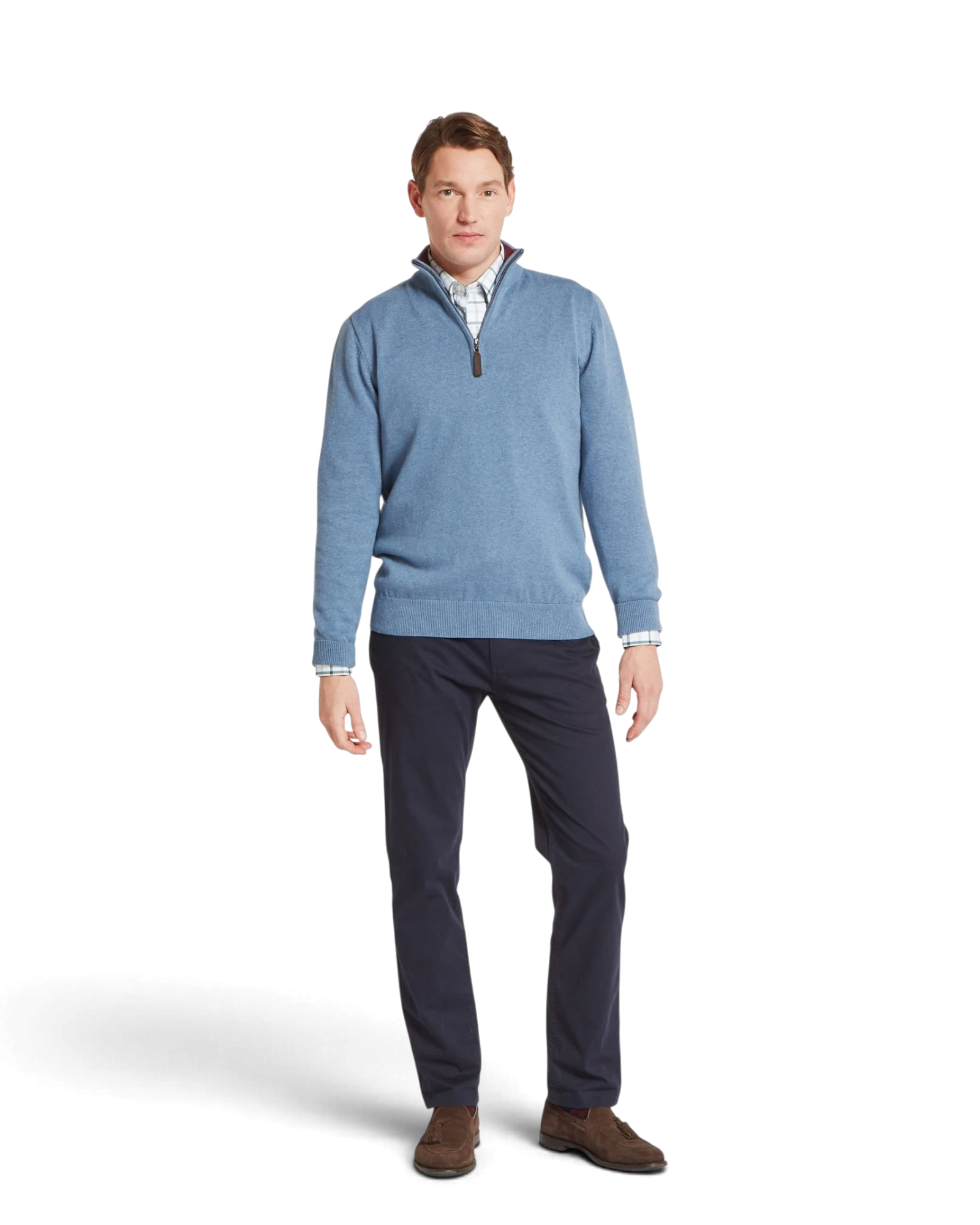 Calton Quarter Zip Jumper - Lake Blue