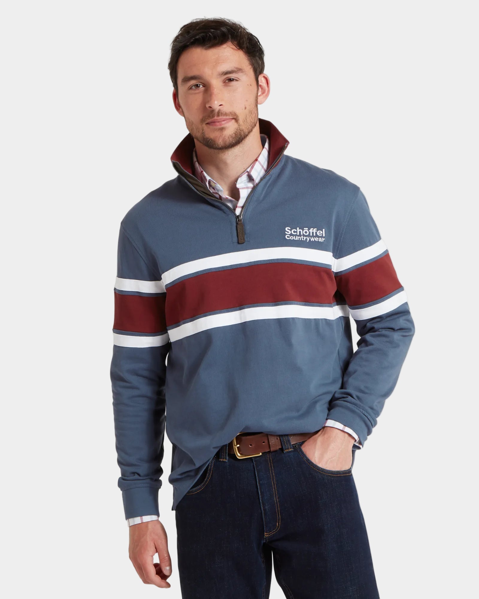 Exmouth Heritage Quarter Zip Jumper - Oxford Navy