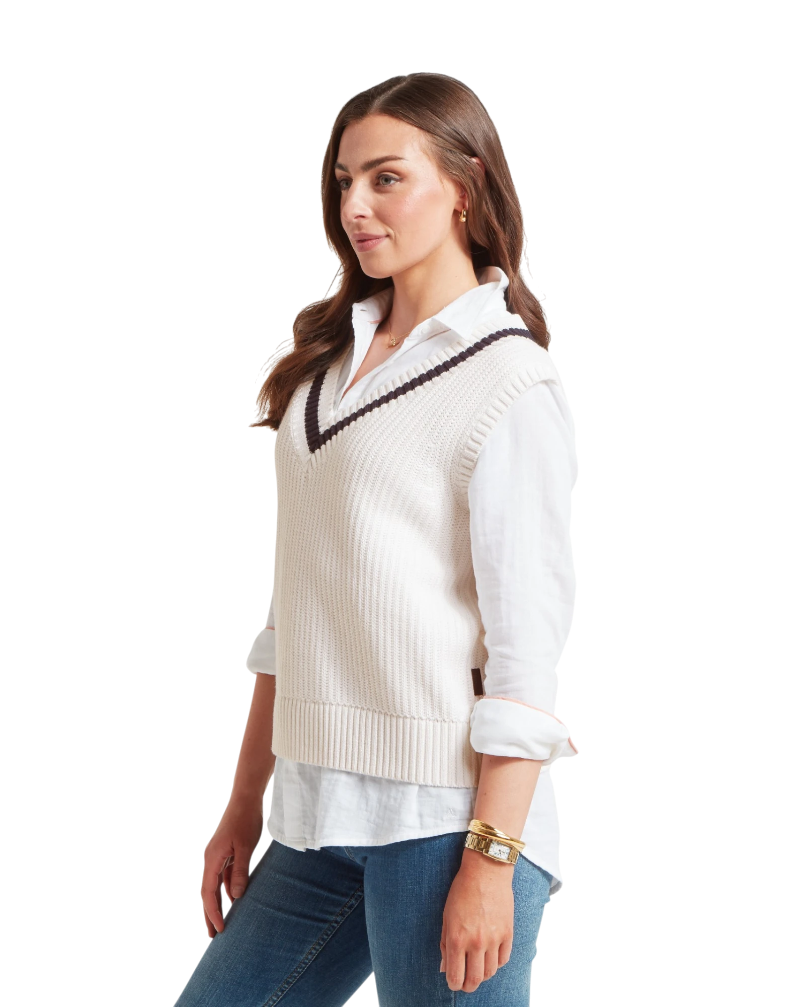 Hambledon Vest - Soft White/Navy