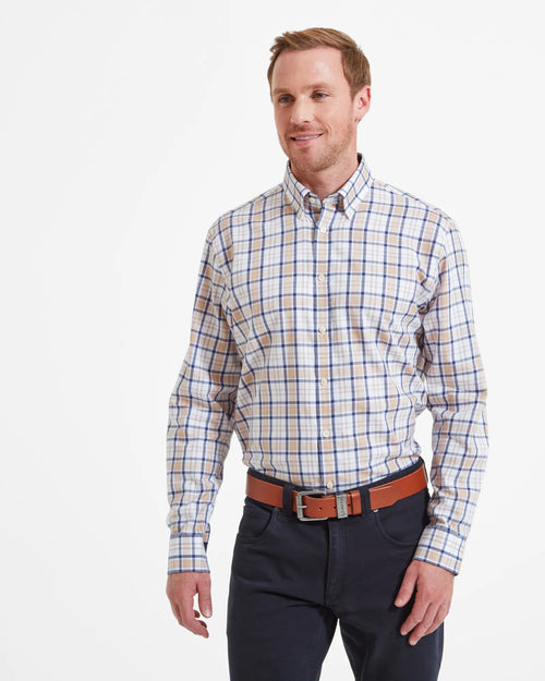 Healey Tailored Shirt - Blue/Yellow/Brown Check