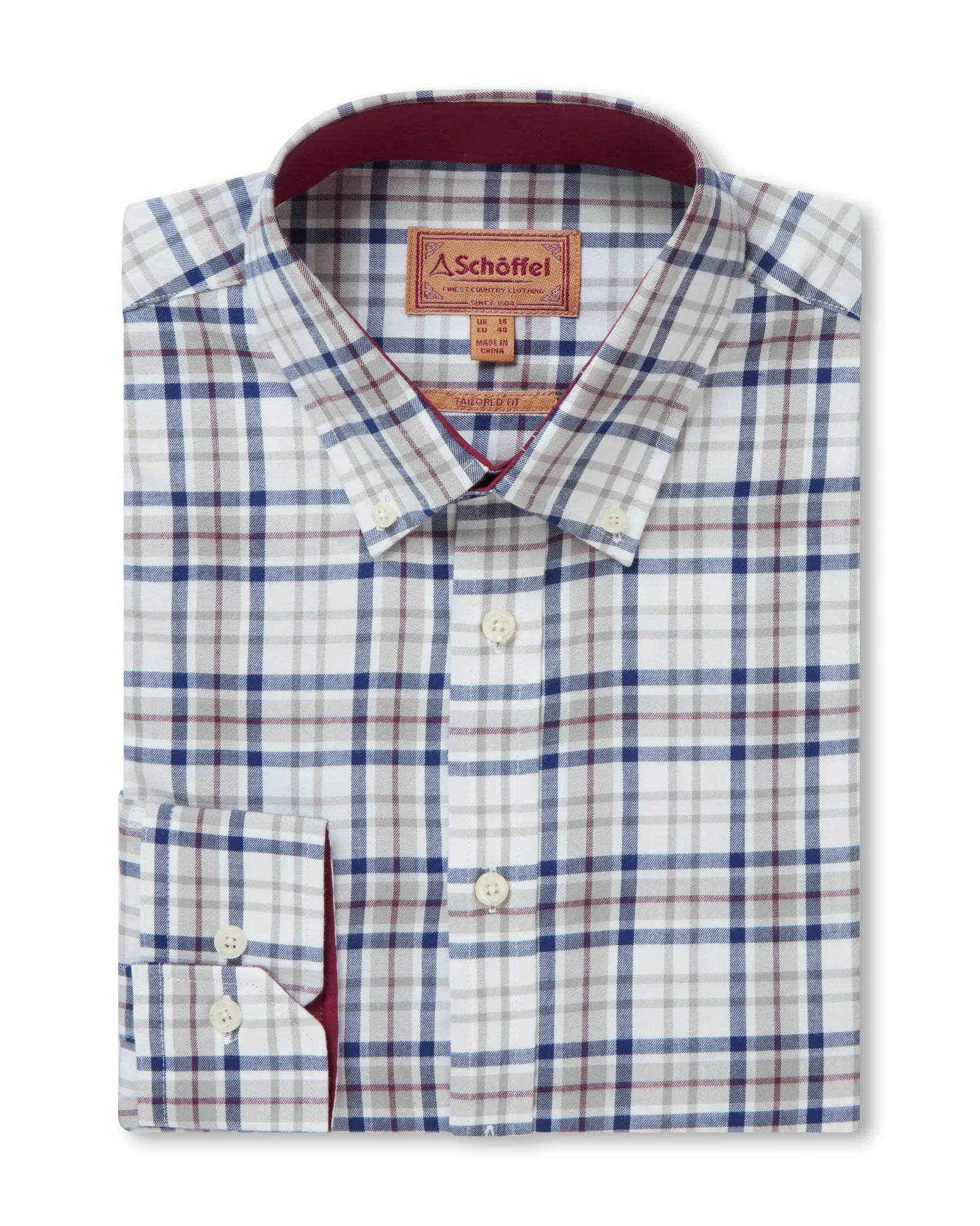 Healey Tailored Shirt - Damson/Grey/Indigo Check