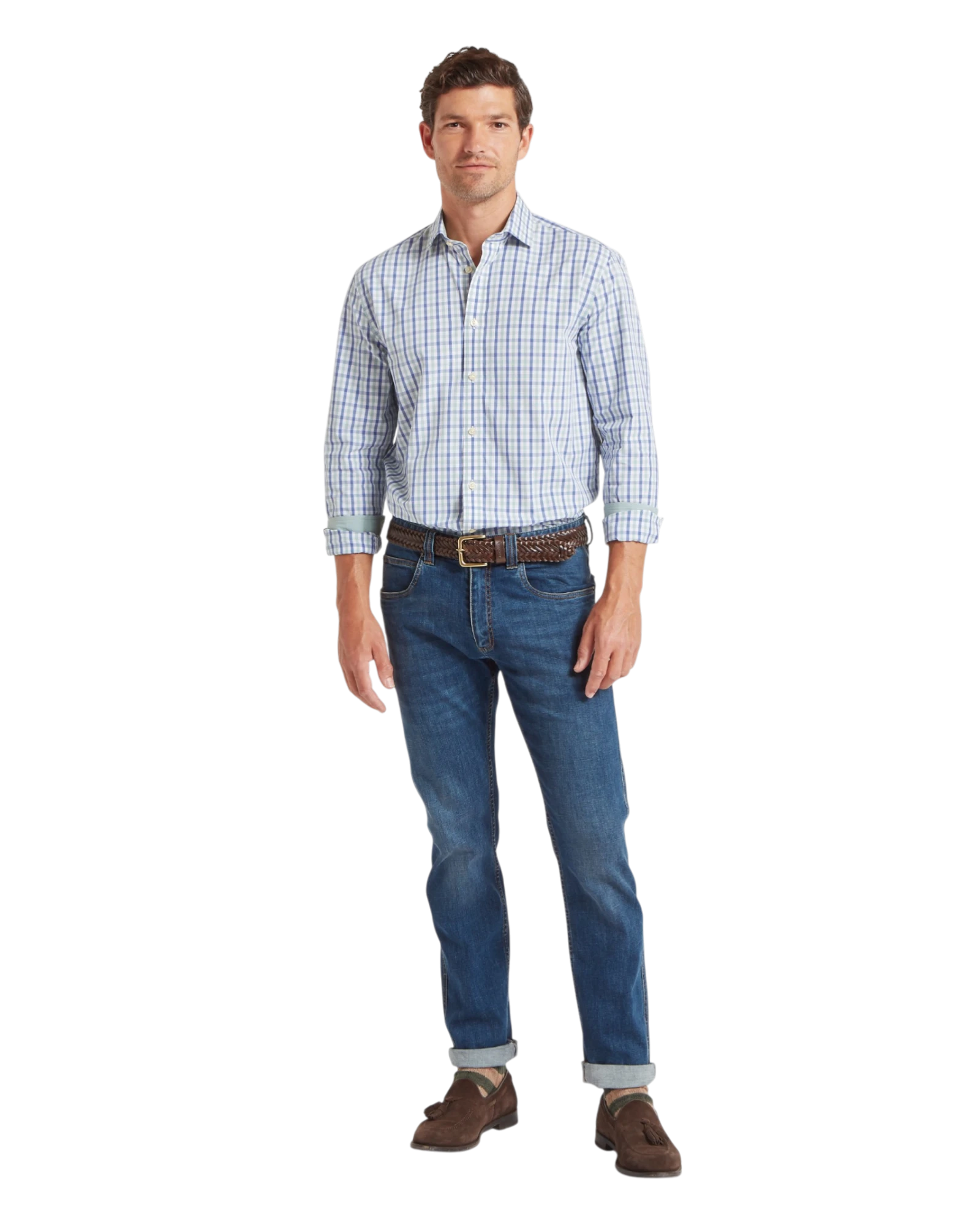 Hebden Tailored Shirt - Mist Blue/Vintage Indigo Check