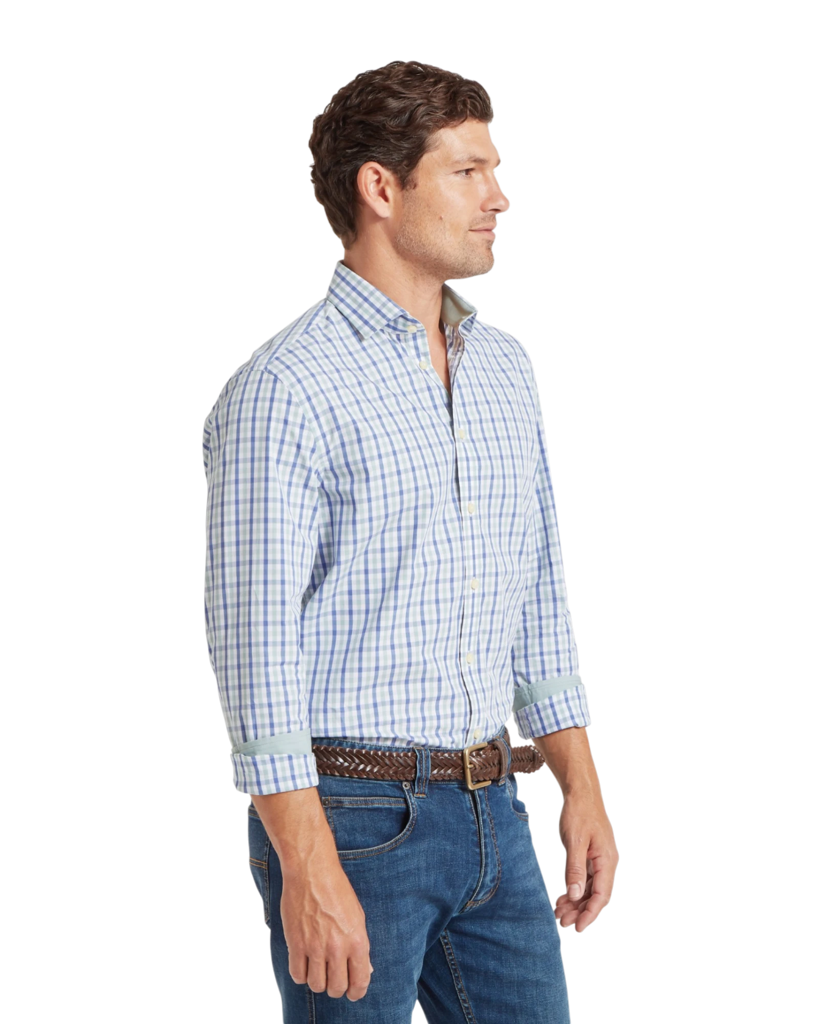 Hebden Tailored Shirt - Mist Blue/Vintage Indigo Check