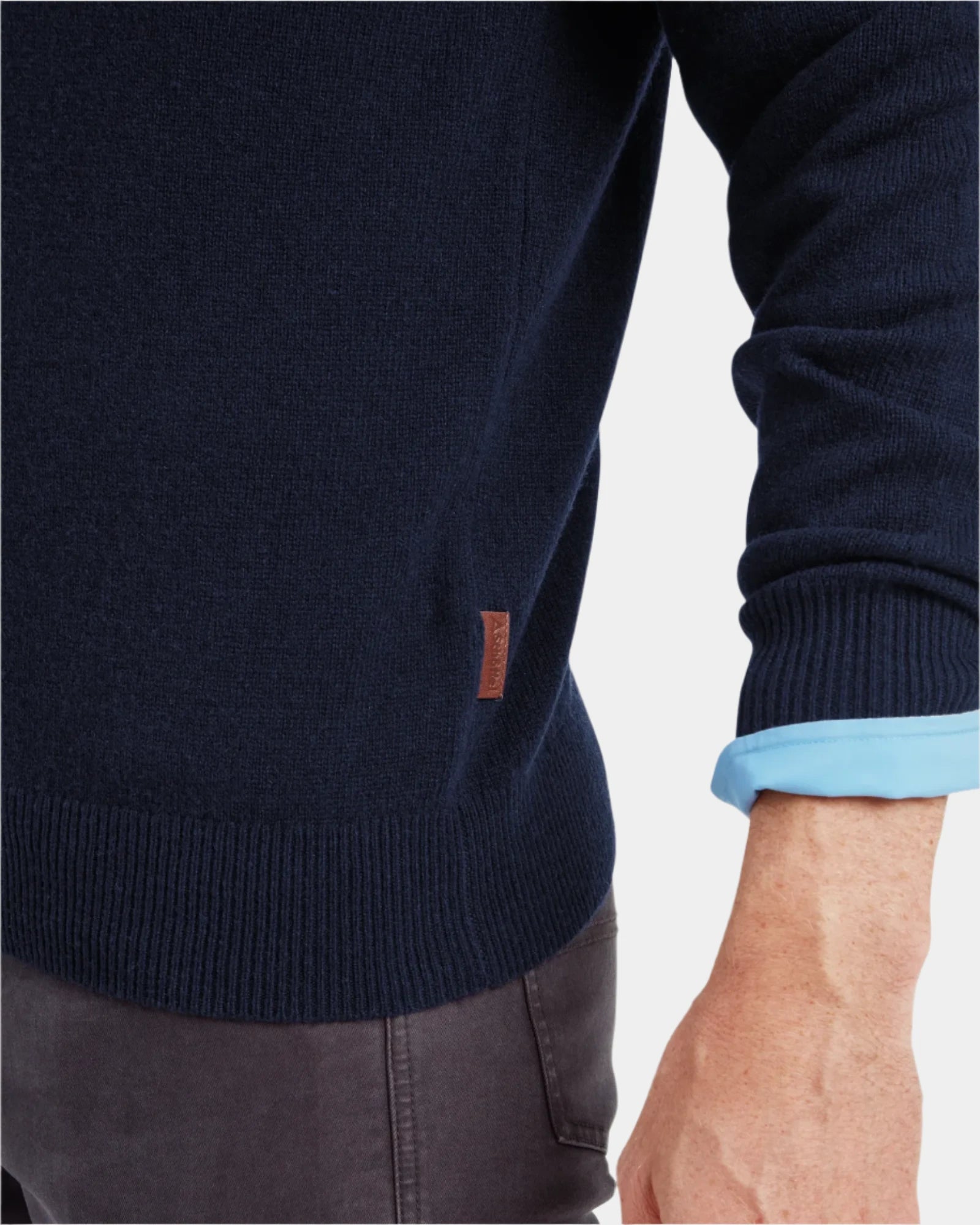 Lewis Navy Lambswool Quarter Zip Jumper