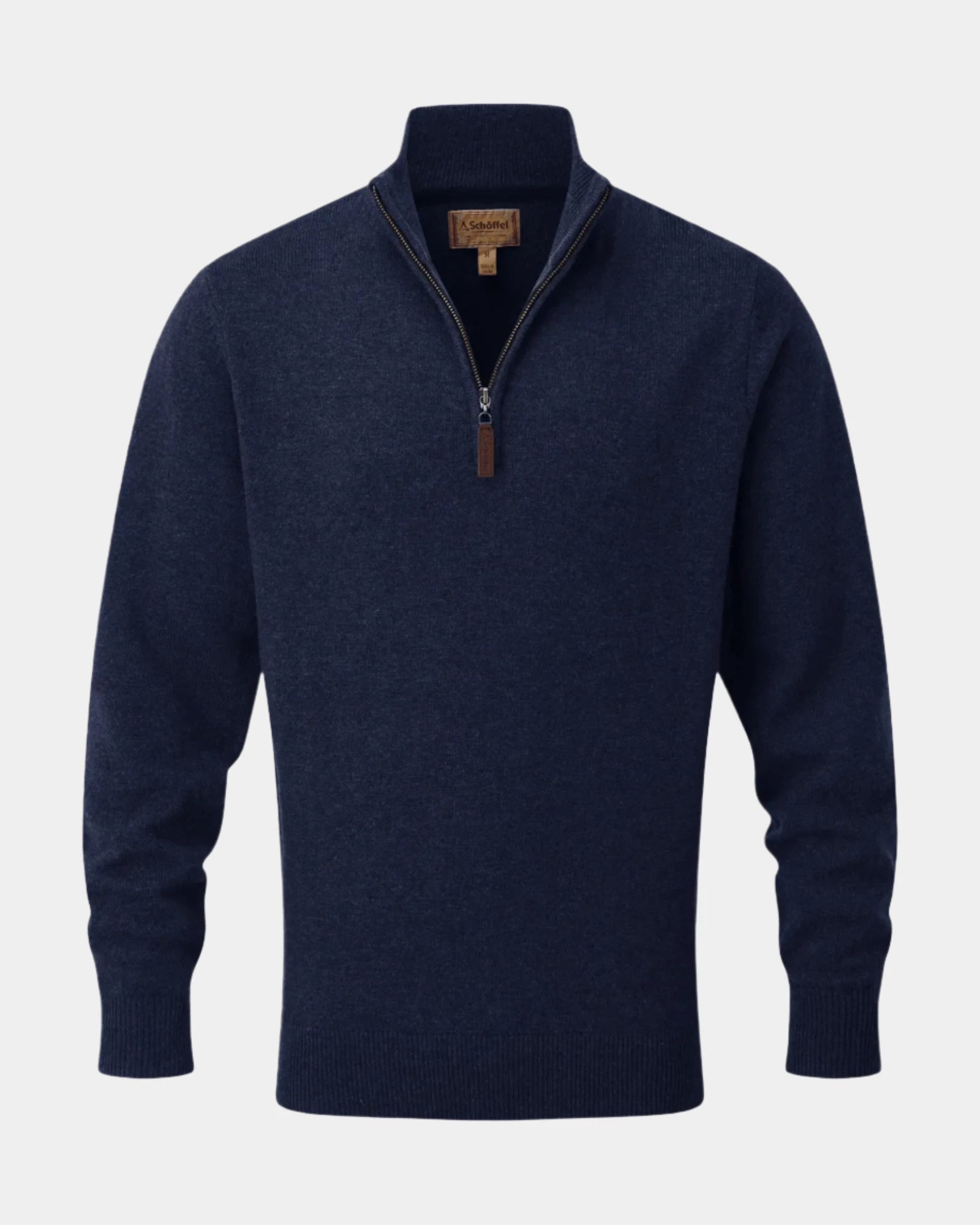 Lewis Navy Lambswool Quarter Zip Jumper