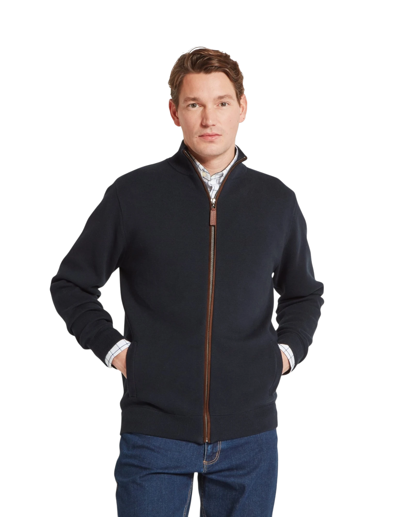 Marlow Full Zip Jumper - Navy