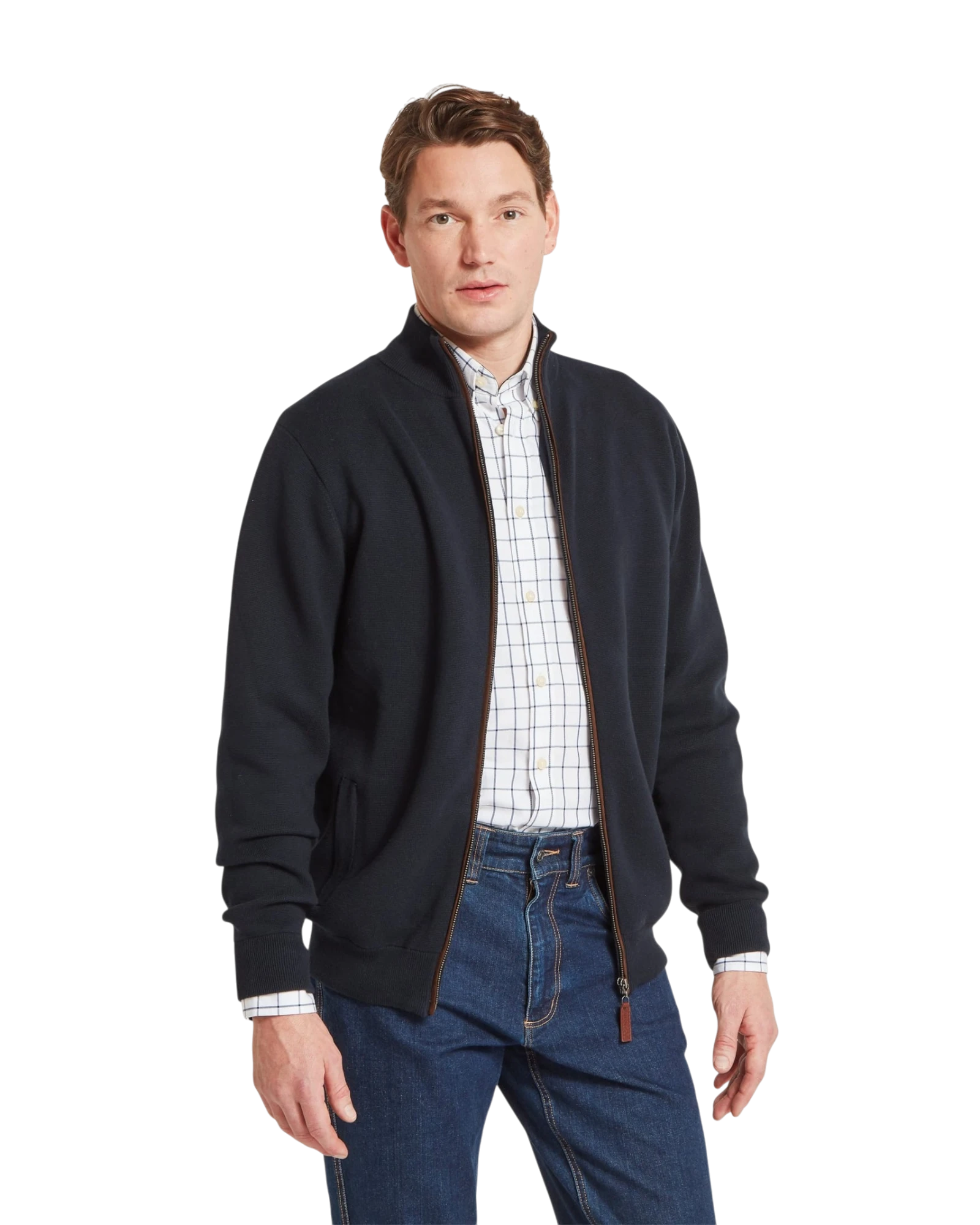Marlow Full Zip Jumper - Navy