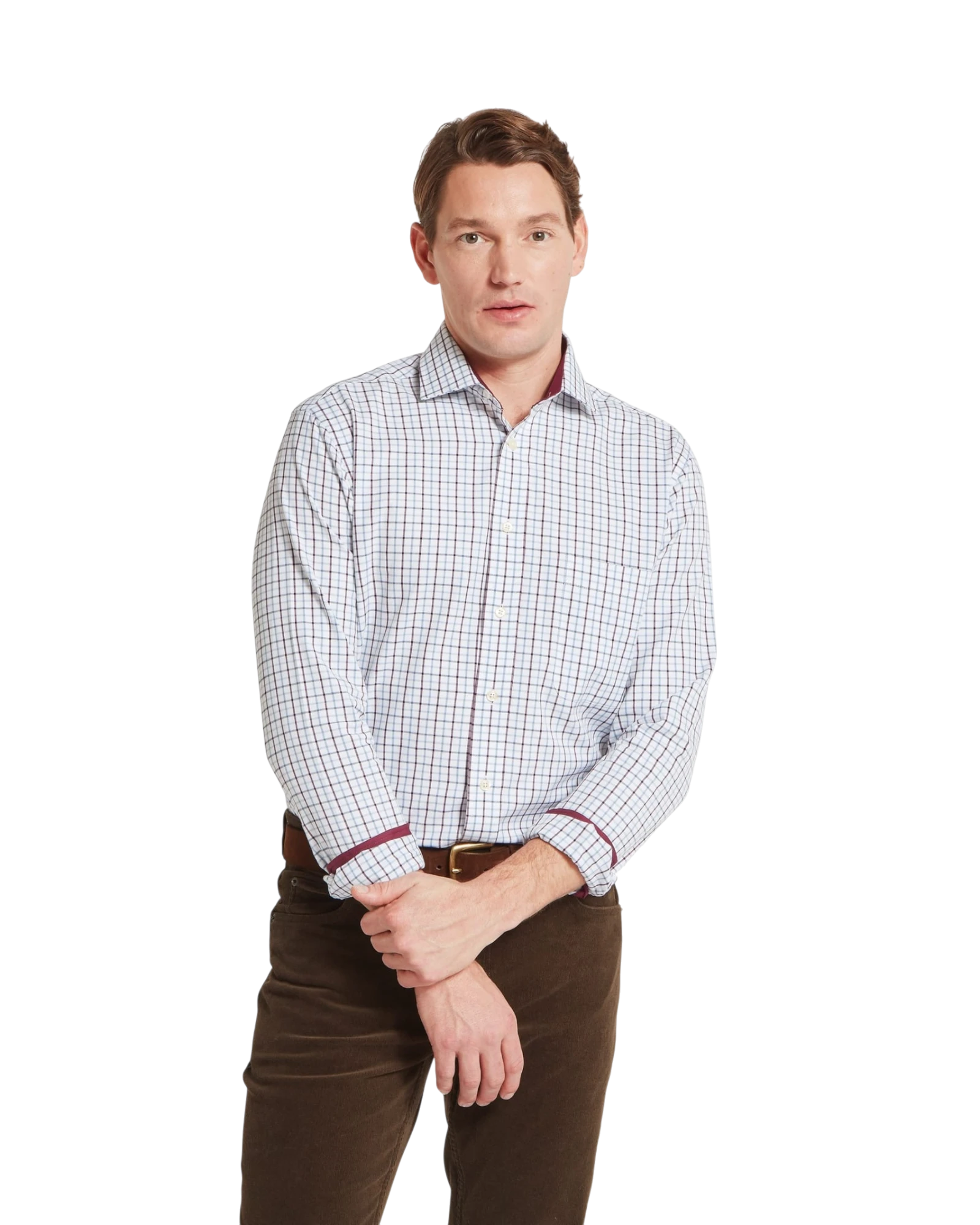 Milton Tailored Shirt - Port/Lake Blue Check