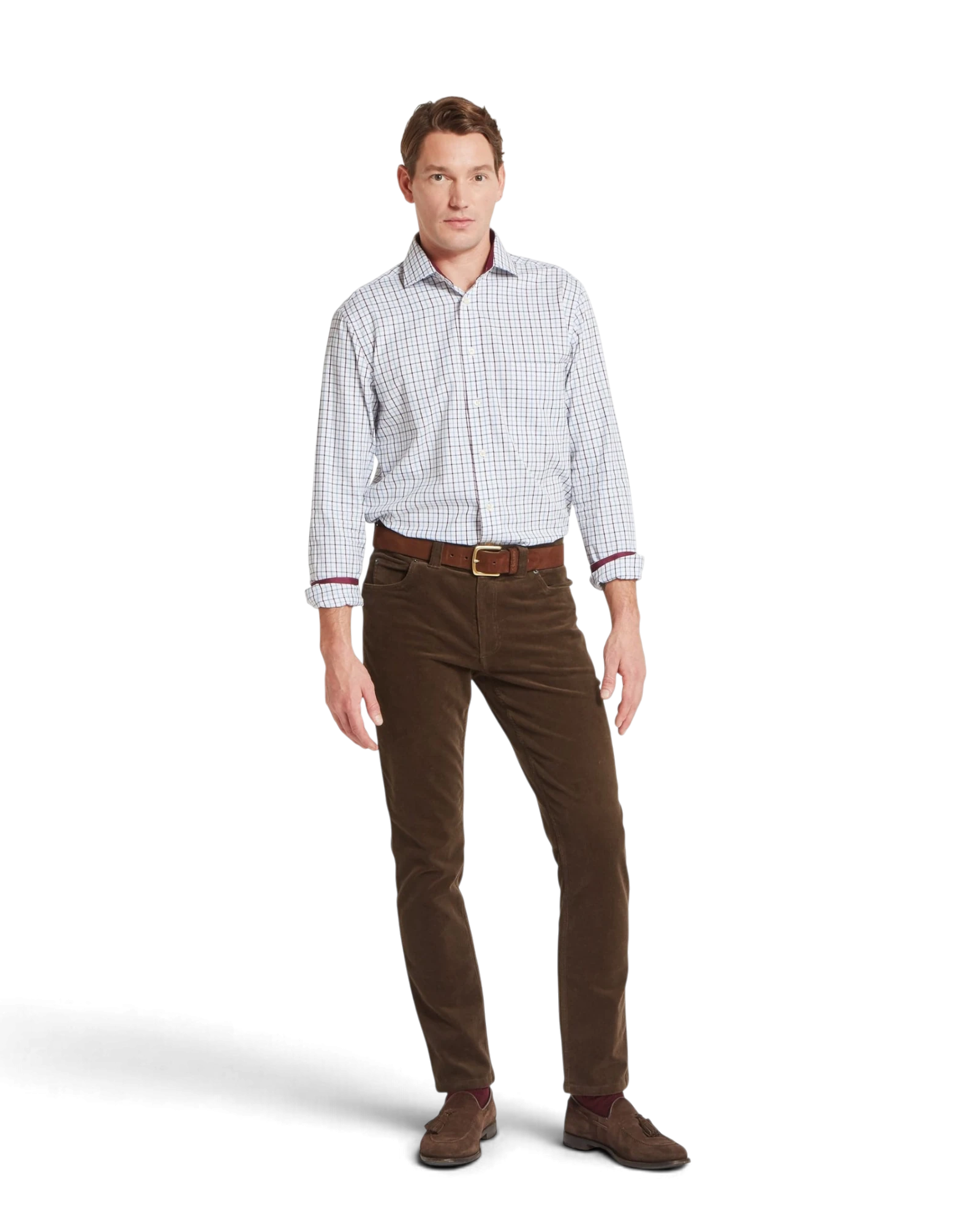 Milton Tailored Shirt - Port/Lake Blue Check