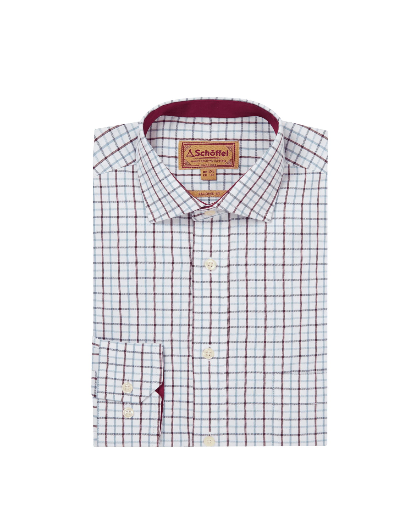 Milton Tailored Shirt - Port/Lake Blue Check