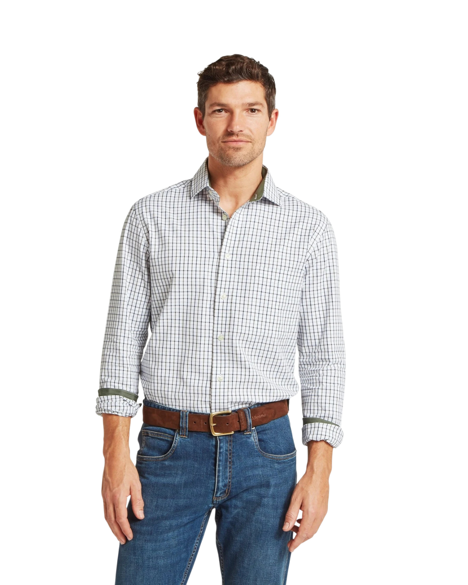 Milton Tailored Shirt - Blueberry/Dark Khaki Green