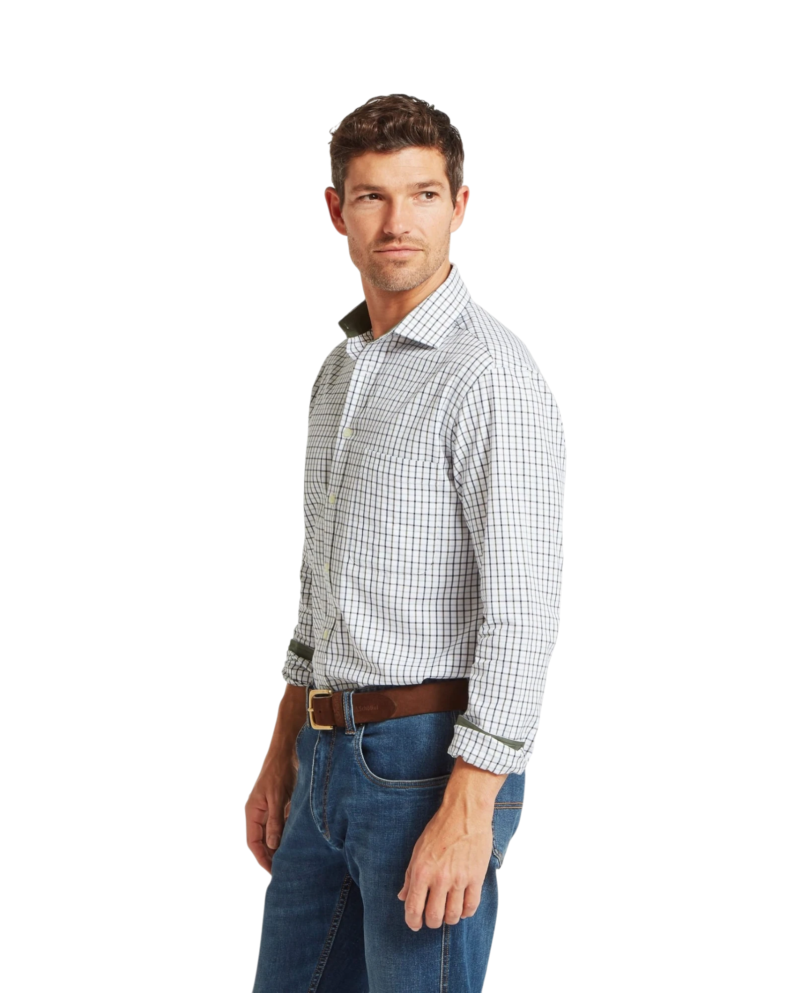Milton Tailored Shirt - Blueberry/Dark Khaki Green
