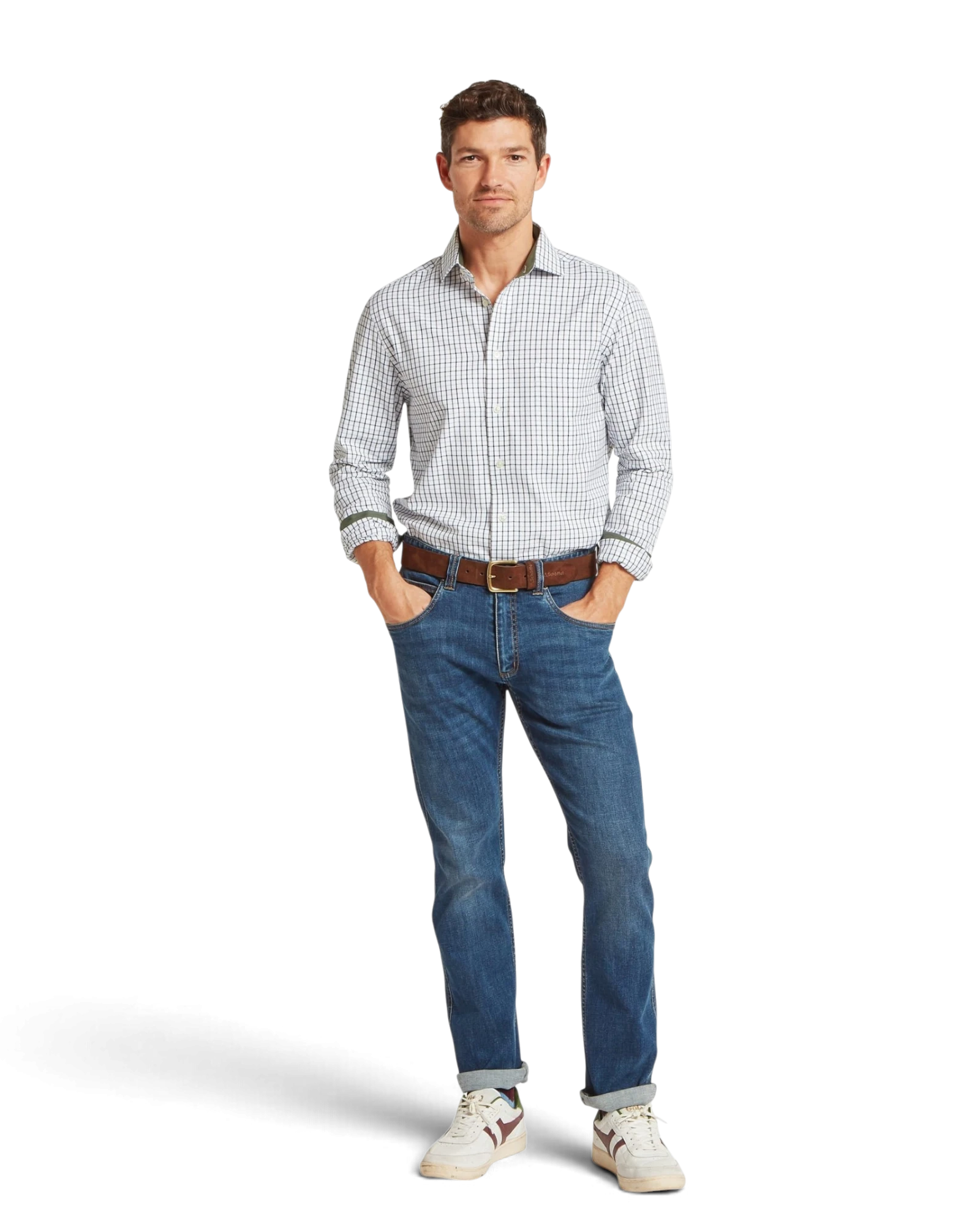 Milton Tailored Shirt - Blueberry/Dark Khaki Green