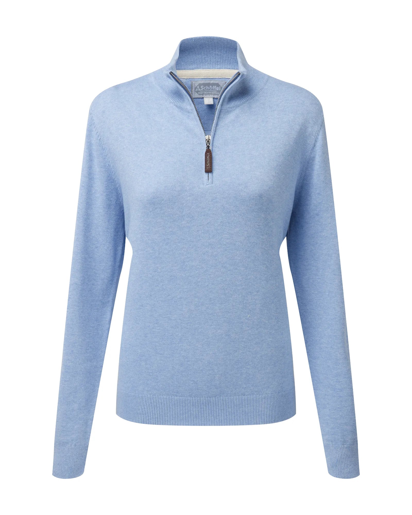 Polperro Sky Blue Pima Cotton 1/4 Zip Sweatshirt