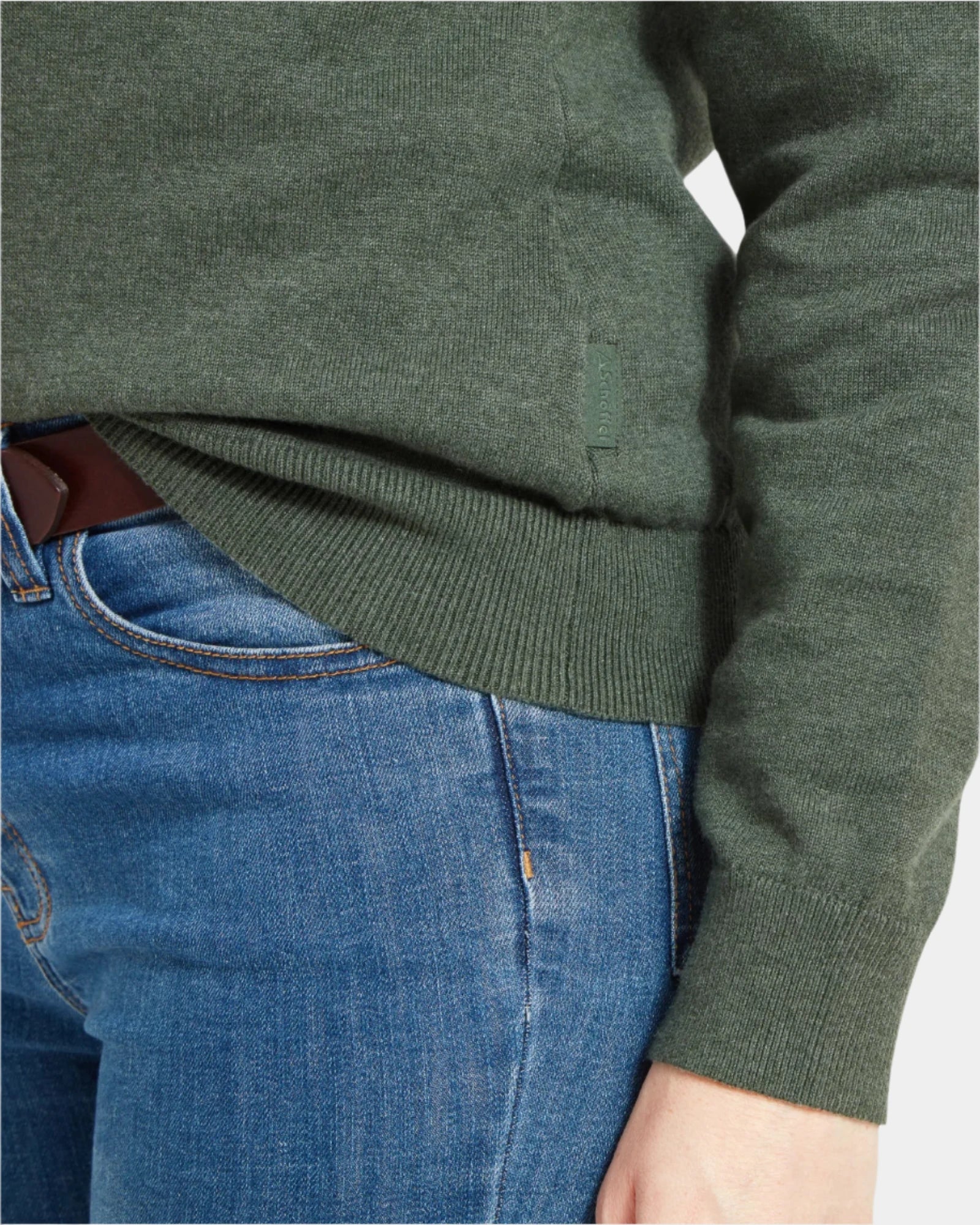 Polperro Country Green Quarter Zip Jumper