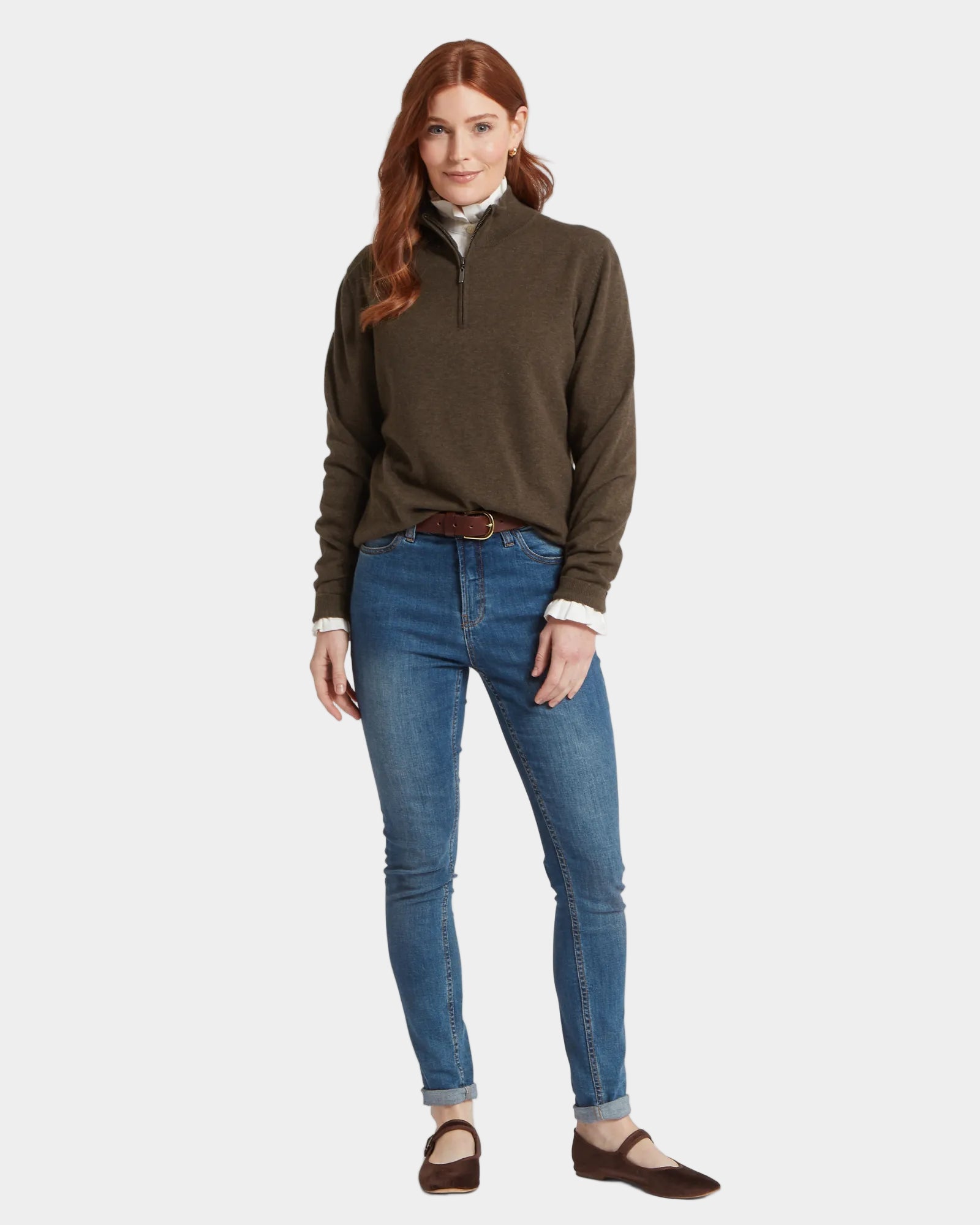 Polperro 1/4 Zip Jumper - Chocolate