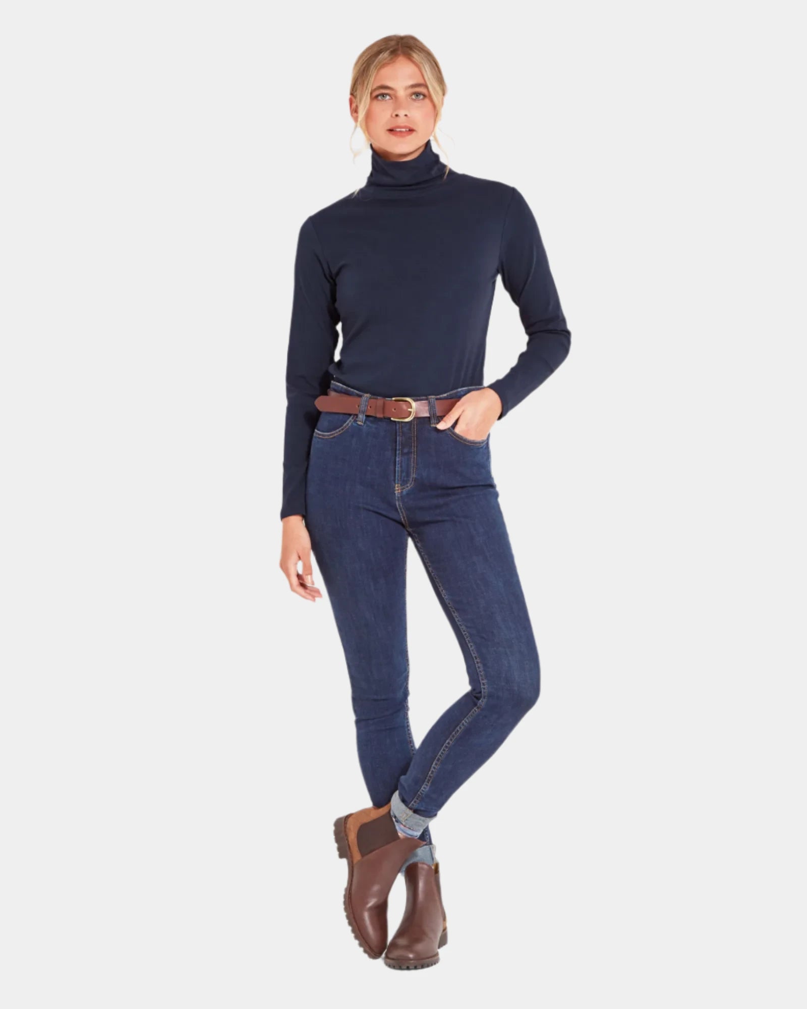 Rosedale Roll Neck Top - Navy