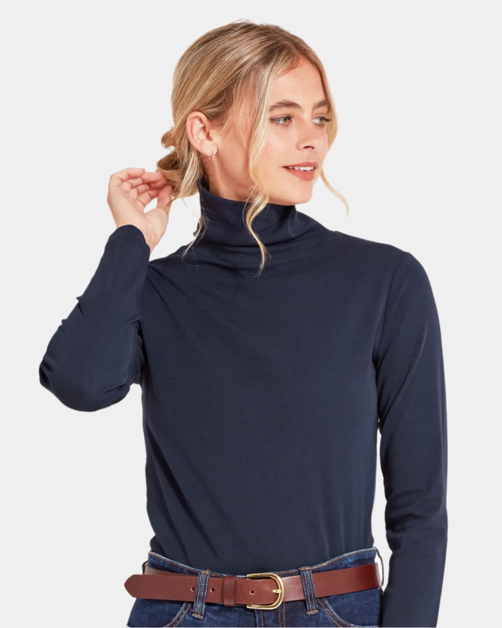 Rosedale Roll Neck Top - Navy