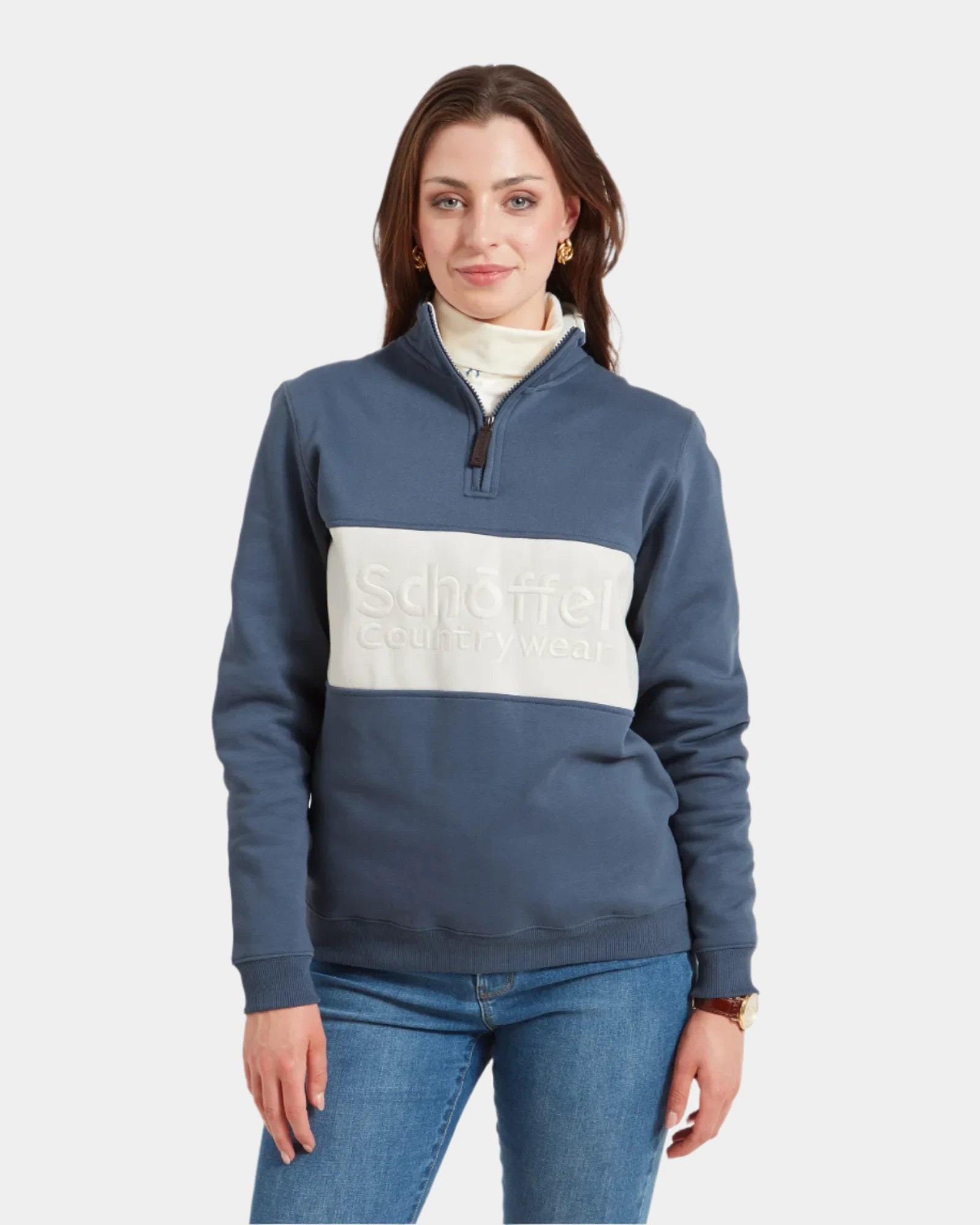 St Agnes Vintage Navy Quarter Zip Sweatshirt