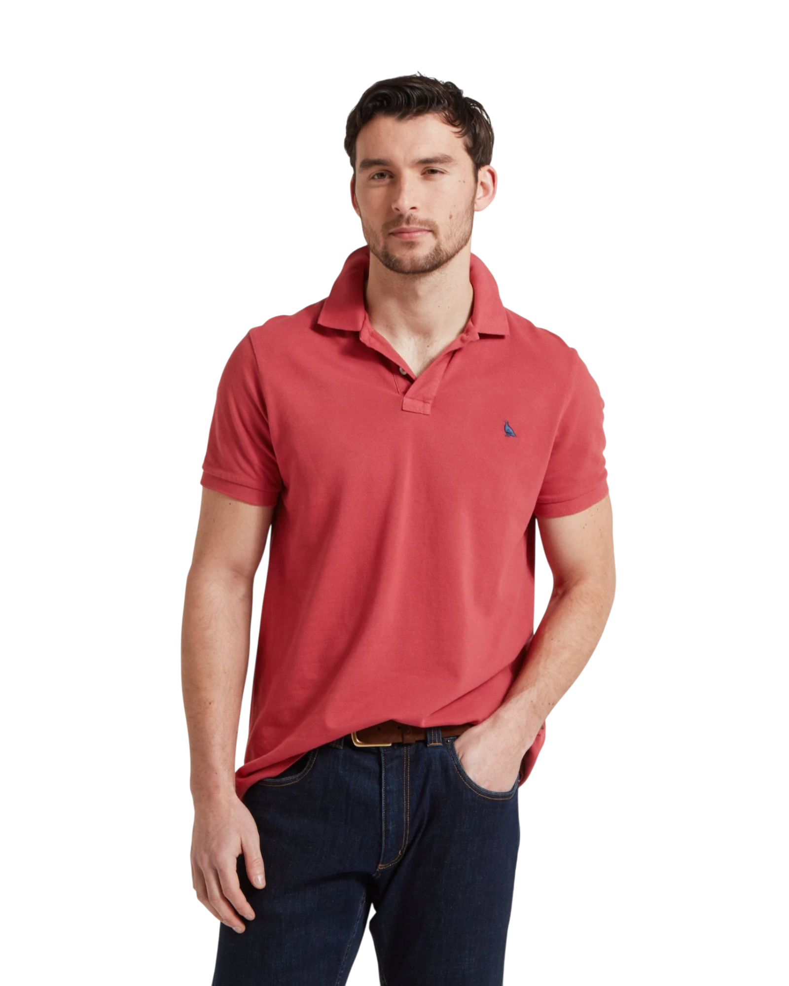 St Ives Garment Dyed Polo Shirt - Slate Red