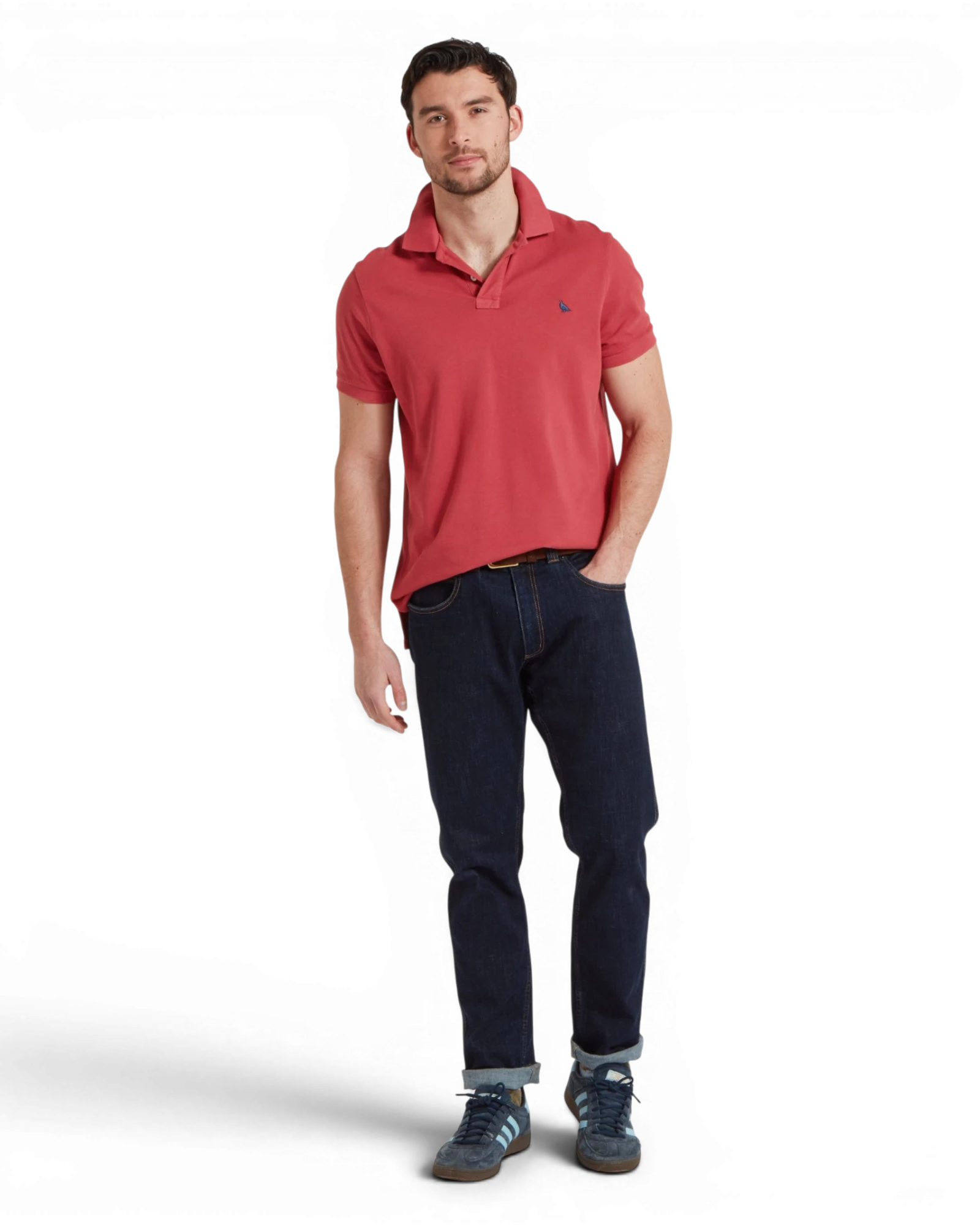 St Ives Garment Dyed Polo Shirt - Slate Red