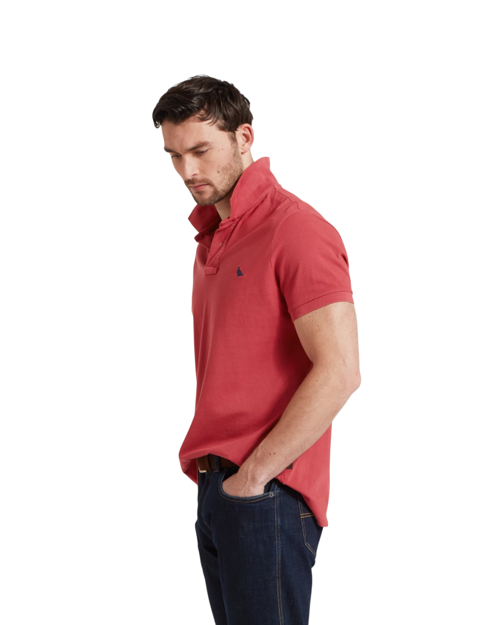 St Ives Garment Dyed Polo Shirt - Slate Red