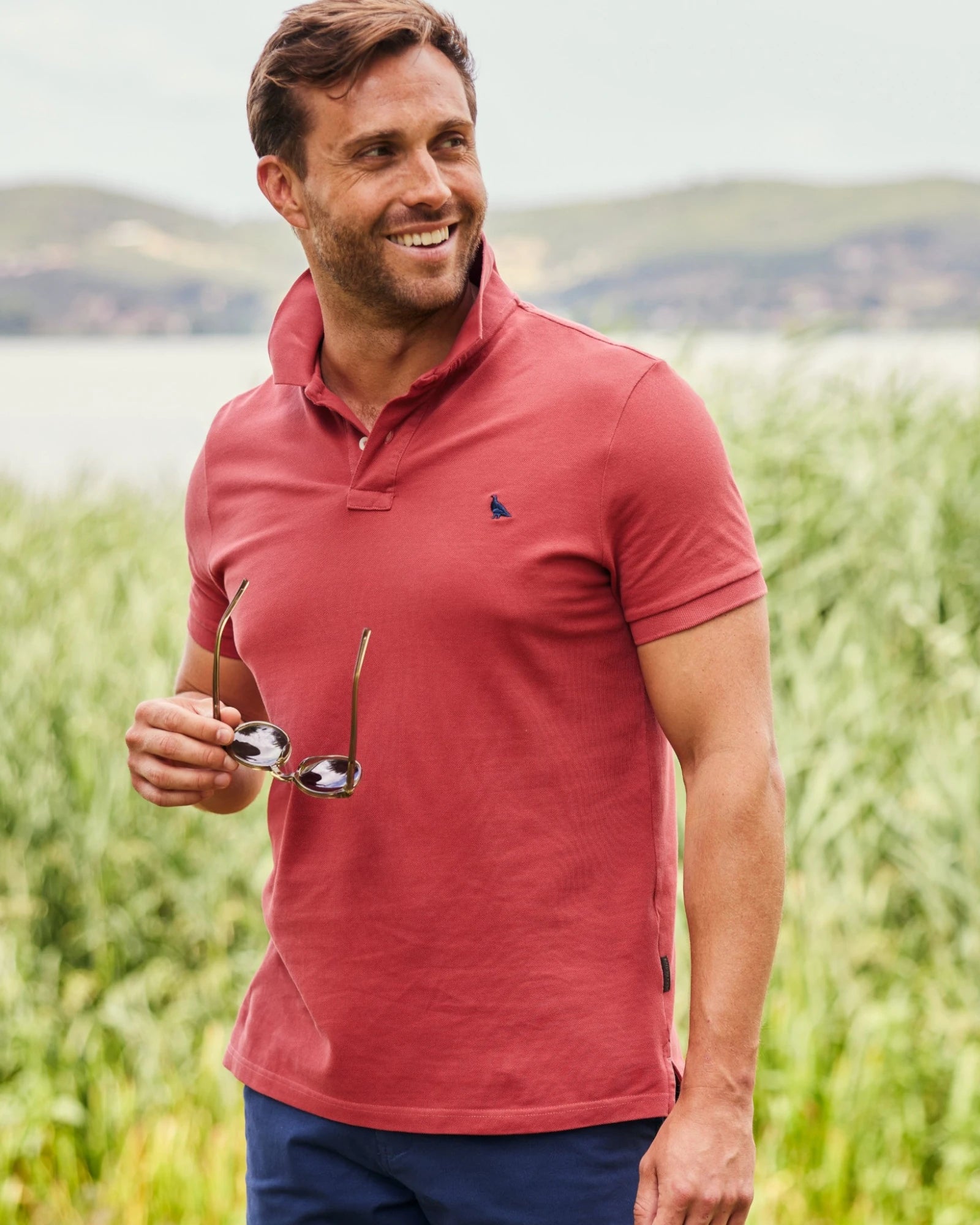 St Ives Garment Dyed Polo Shirt - Slate Red