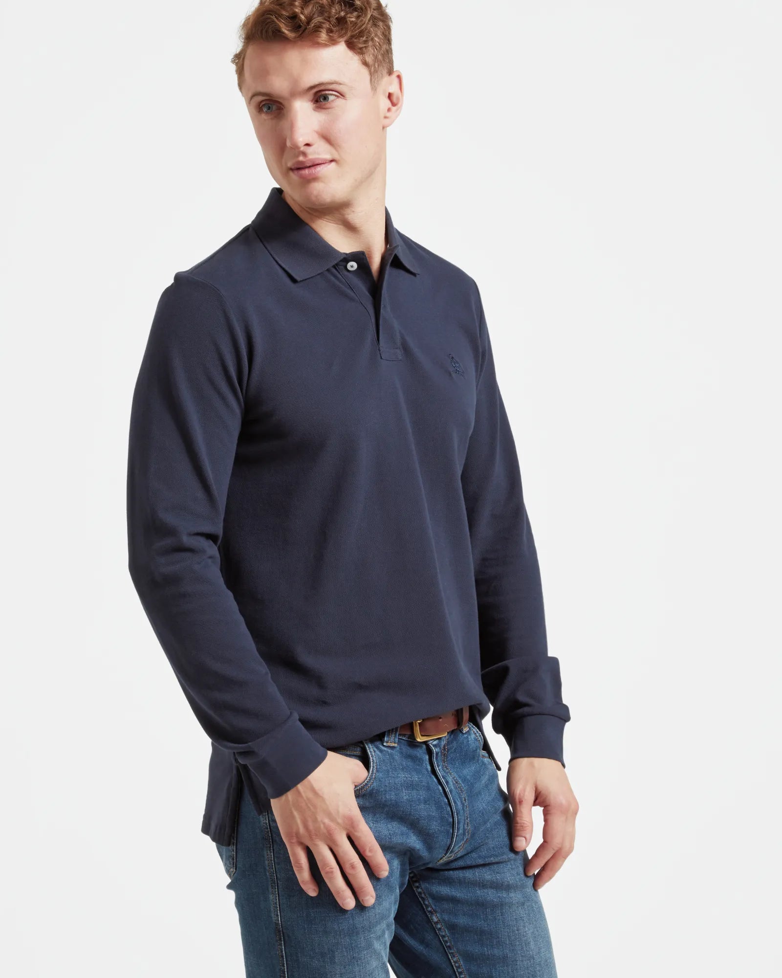 St Ives Long Sleeve Polo Shirt - Navy