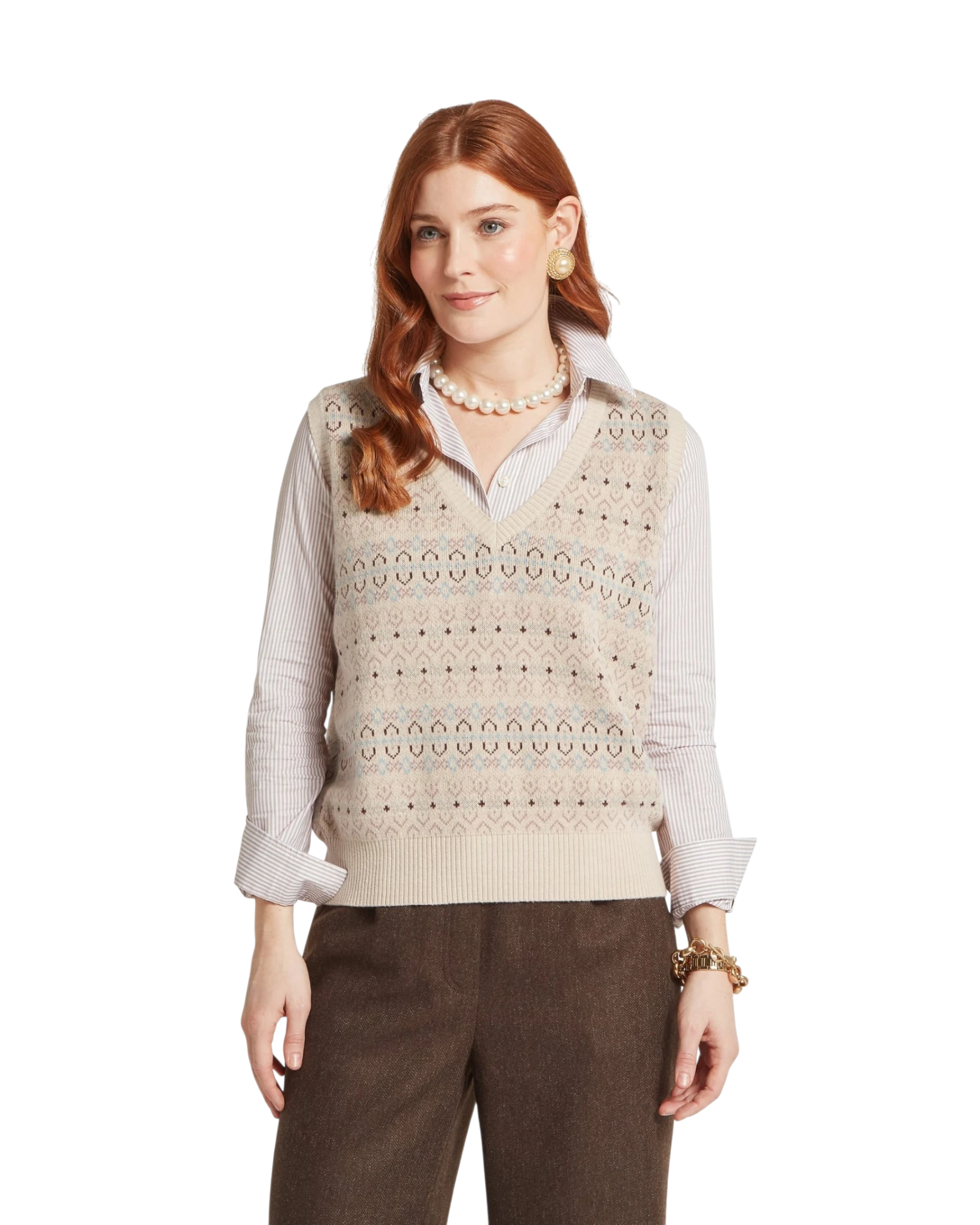 Tresness Fairisle Vest - Port/Lake Blue