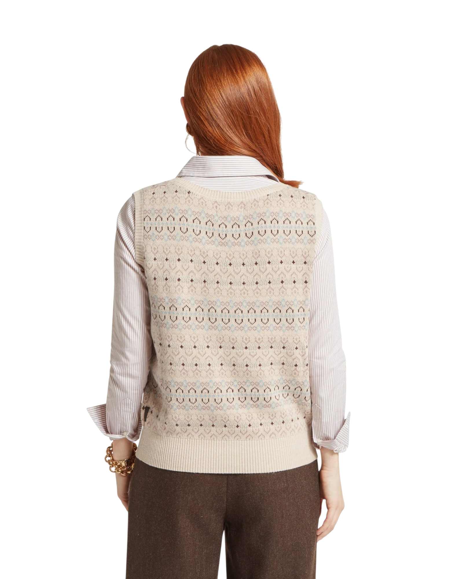 Tresness Fairisle Vest - Port/Lake Blue