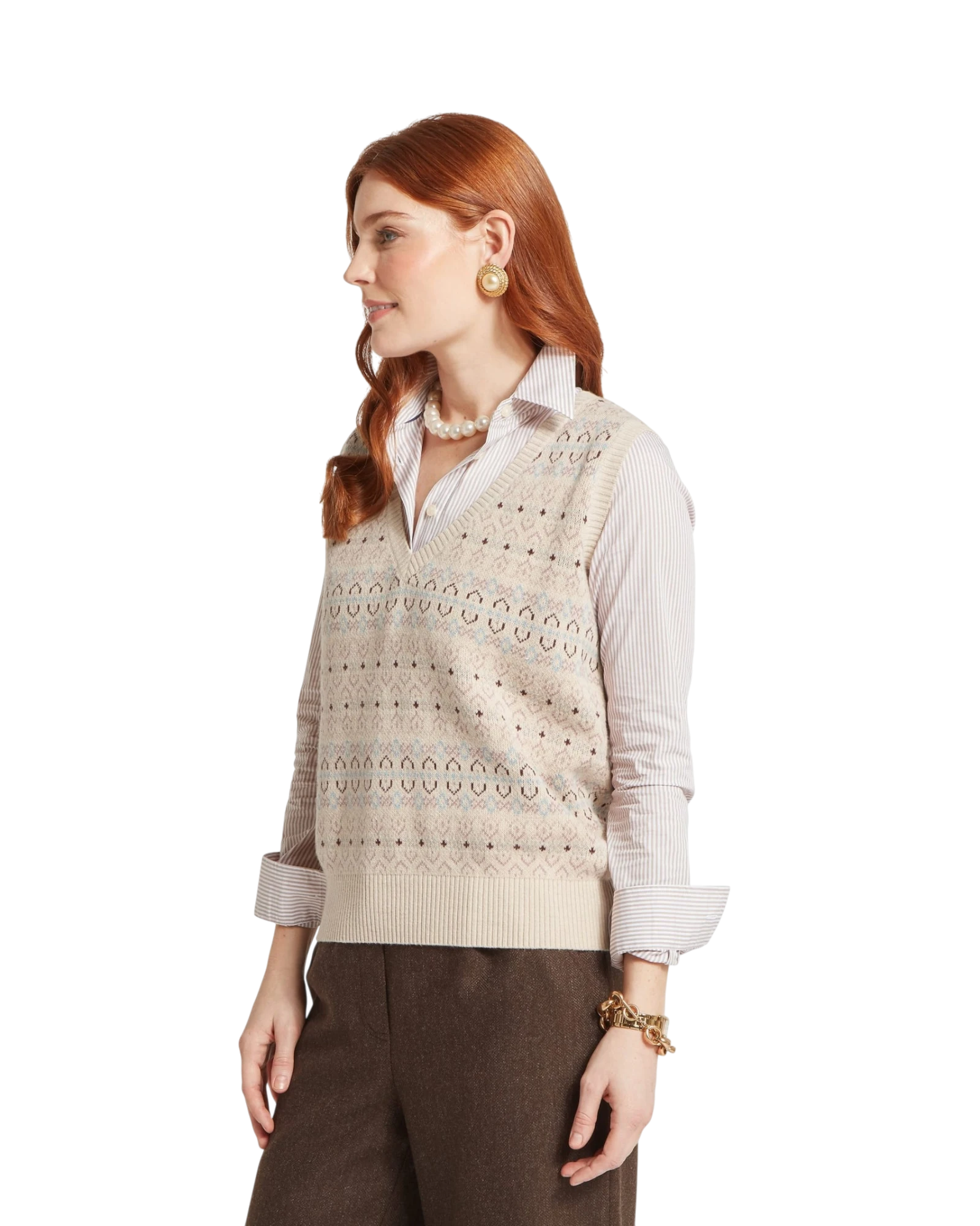 Tresness Fairisle Vest - Port/Lake Blue
