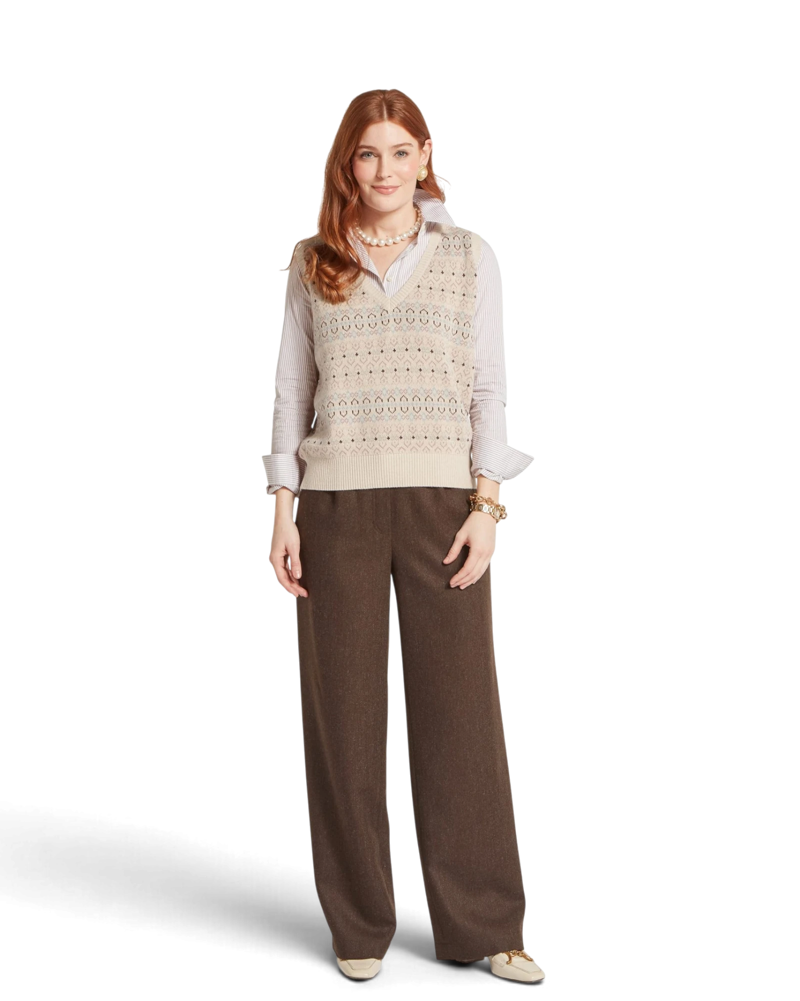 Tresness Fairisle Vest - Port/Lake Blue